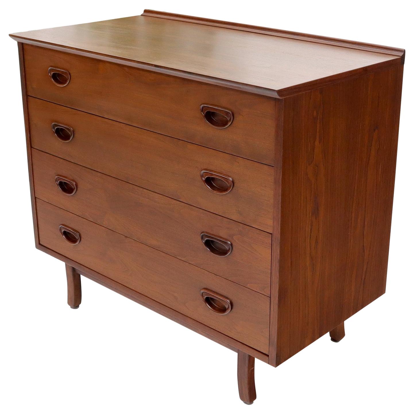 Oiled Walnut 4 Drawers Back Splash Bachelor Chest Dresser