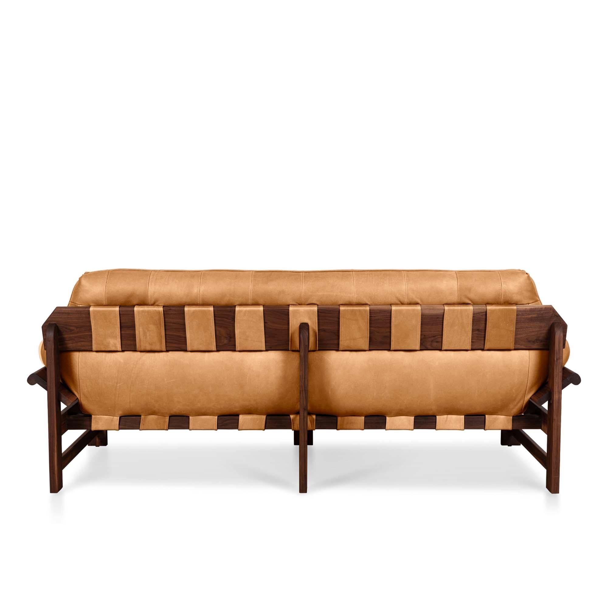 American Oiled Walnut and Tan Leather Ojai Sofa by Lawson-Fenning