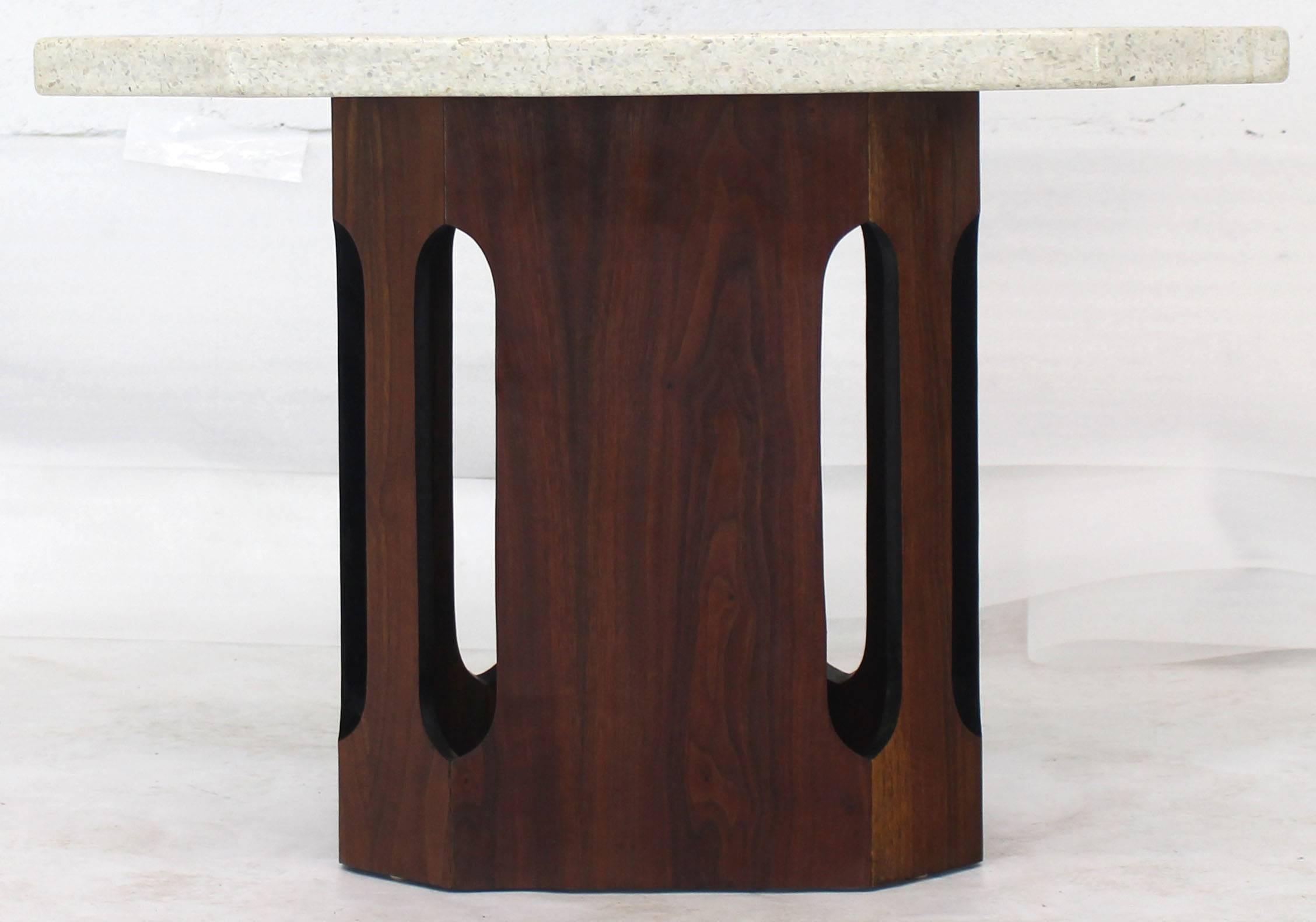 American Oiled Walnut Base Terrazzo Top Side Table For Sale