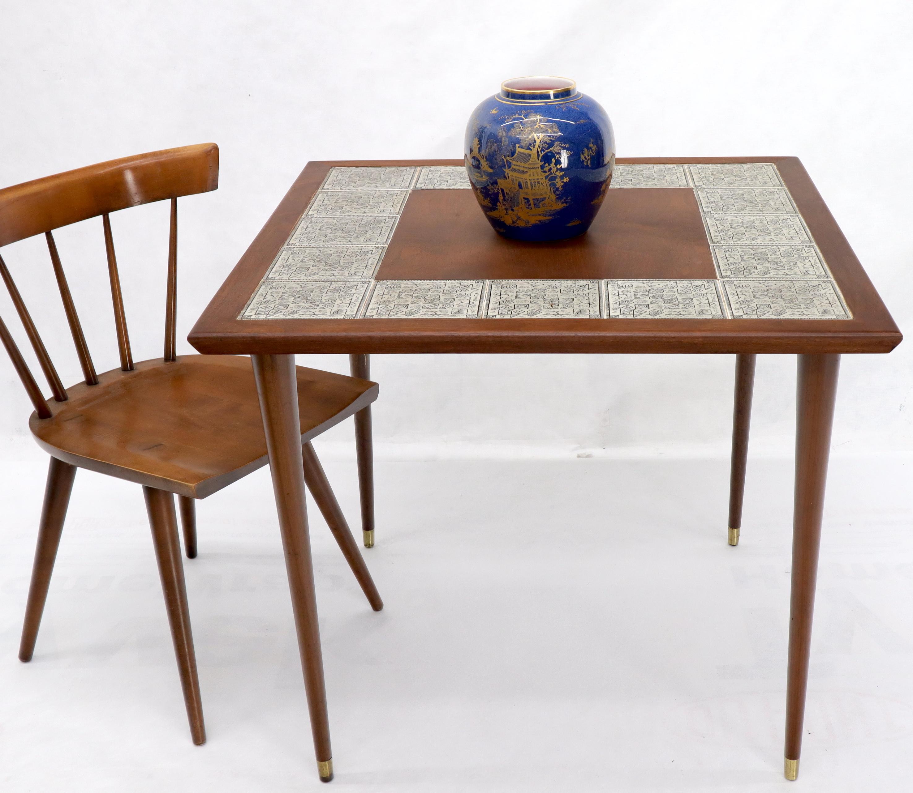 Midcentury Danish modern oiled walnut small dining game table.