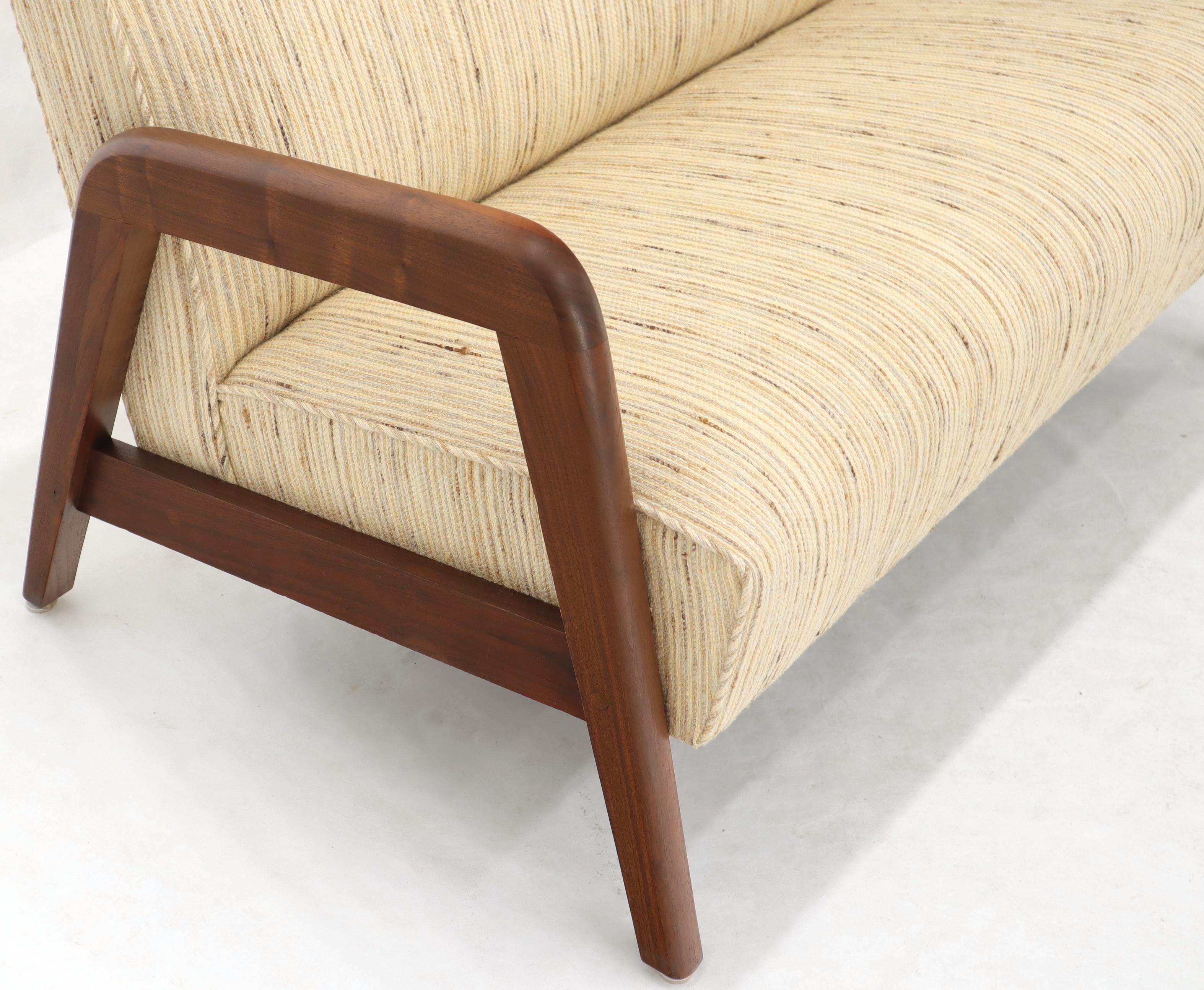 20th Century Oiled Walnut Frame New Raw Wool Upholstery Loveseat Sofa Sette