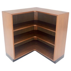 Oiled Walnut Mid Century Modern Back Plinth Base 3 Tier Bookcase Shelves Cabinet