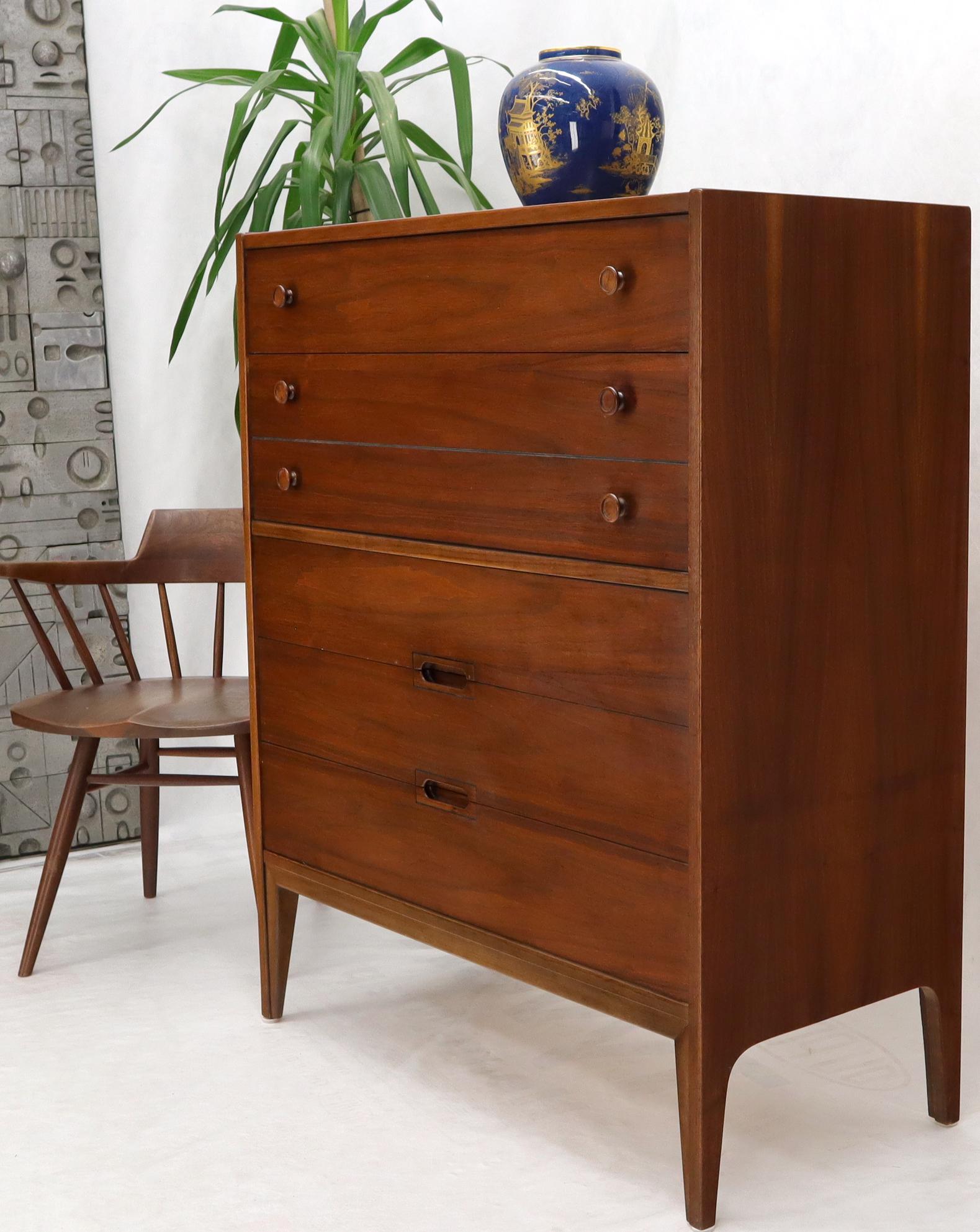 American Oiled Walnut Mid-Century Modern Five Drawers Dresser Cabinet