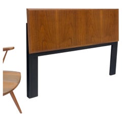 Oiled Walnut Mid Century Modern Queen Size Headboard Bed