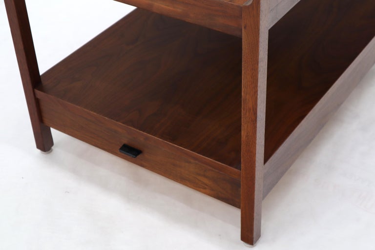 Oiled Walnut MidCentury Modern Rectangle TwoTier Side End Table at