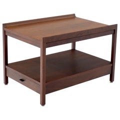 Oiled Walnut Mid-Century Modern Rectangle Two-Tier Side End Table