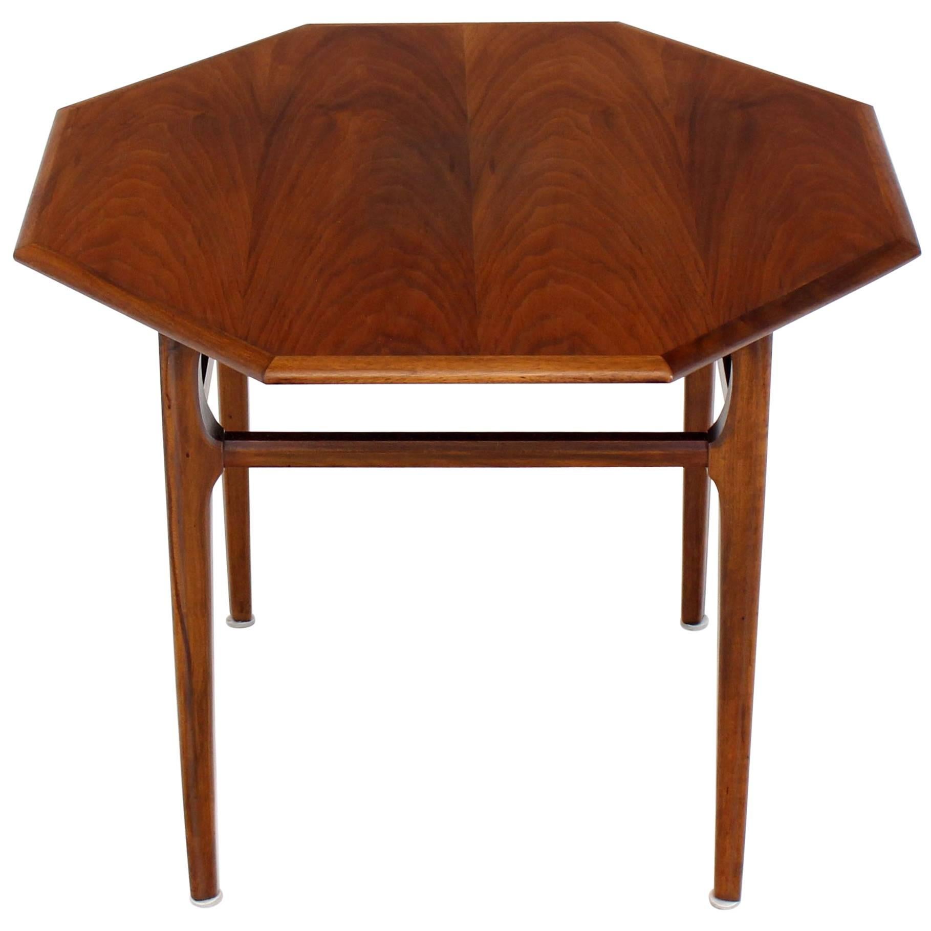 Oiled Walnut Octagon Shape Pedestal Side Table Stand at 1stDibs