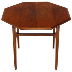 Oiled Walnut Octagon Shape Pedestal Side Table Stand