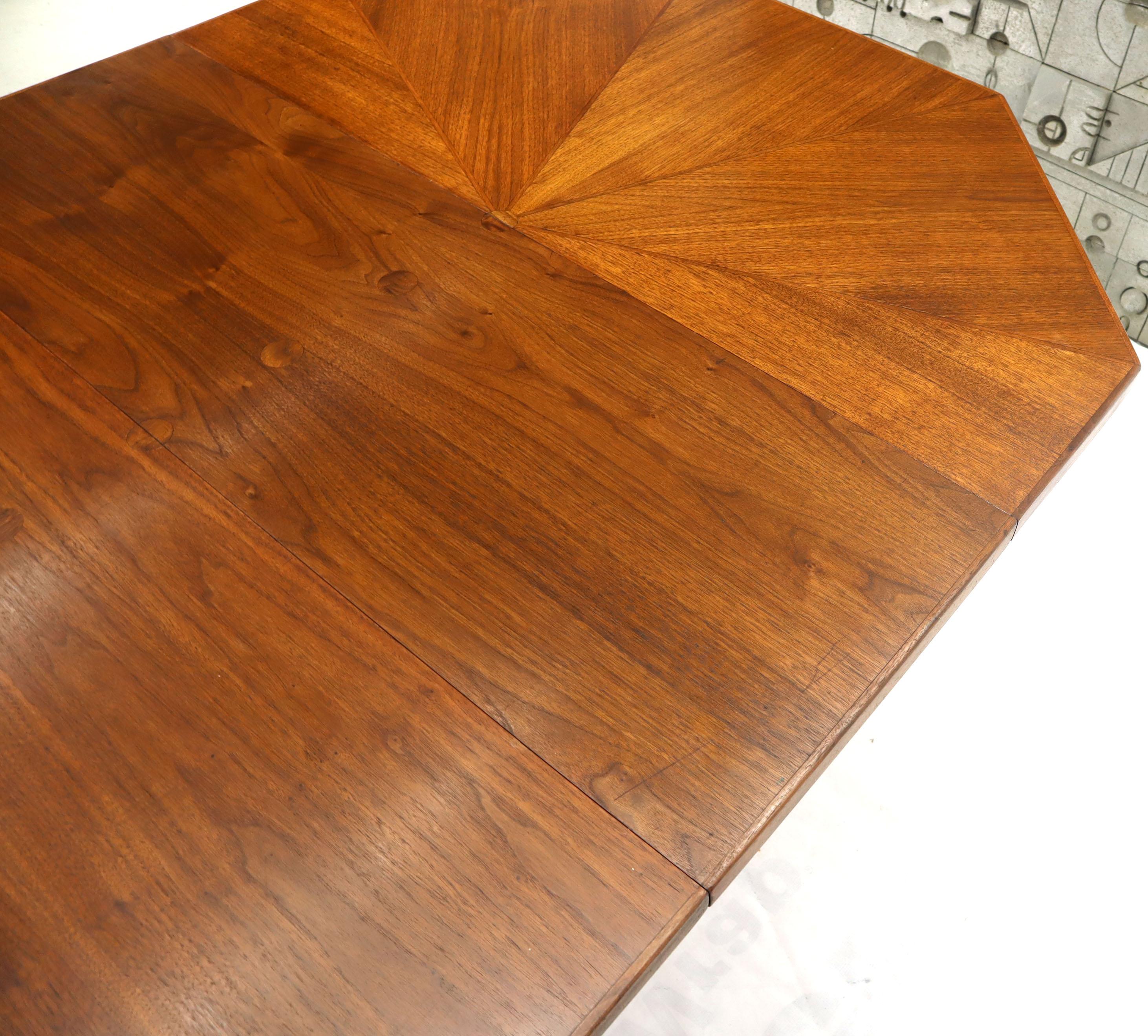 Oiled Walnut Octagonal Round Dining Table with Two Extension Leafs Probber Style 2