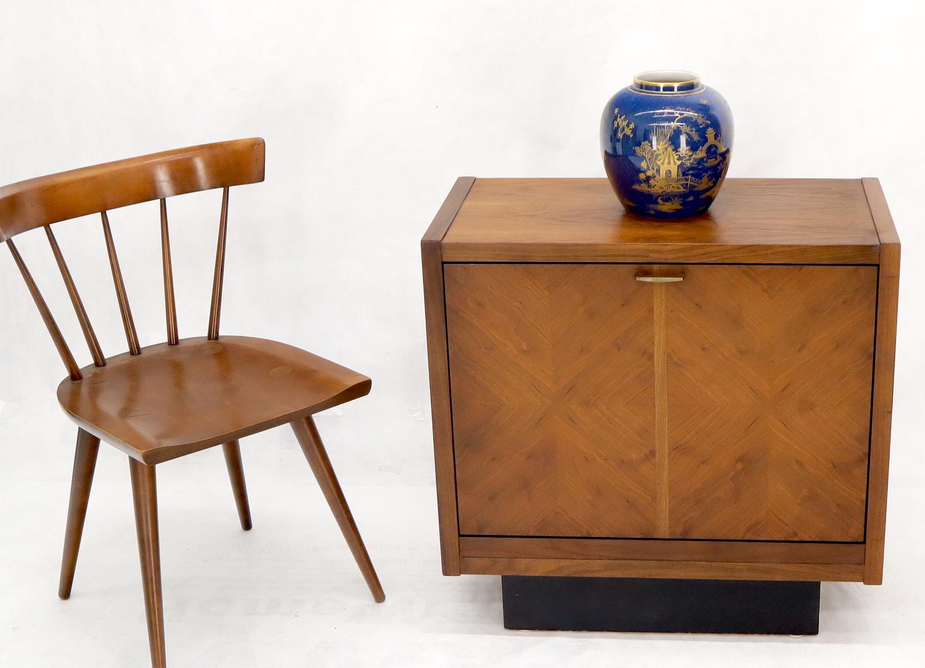 Oiled Walnut Tilt Front Door End Side Table Record Cabinet 5