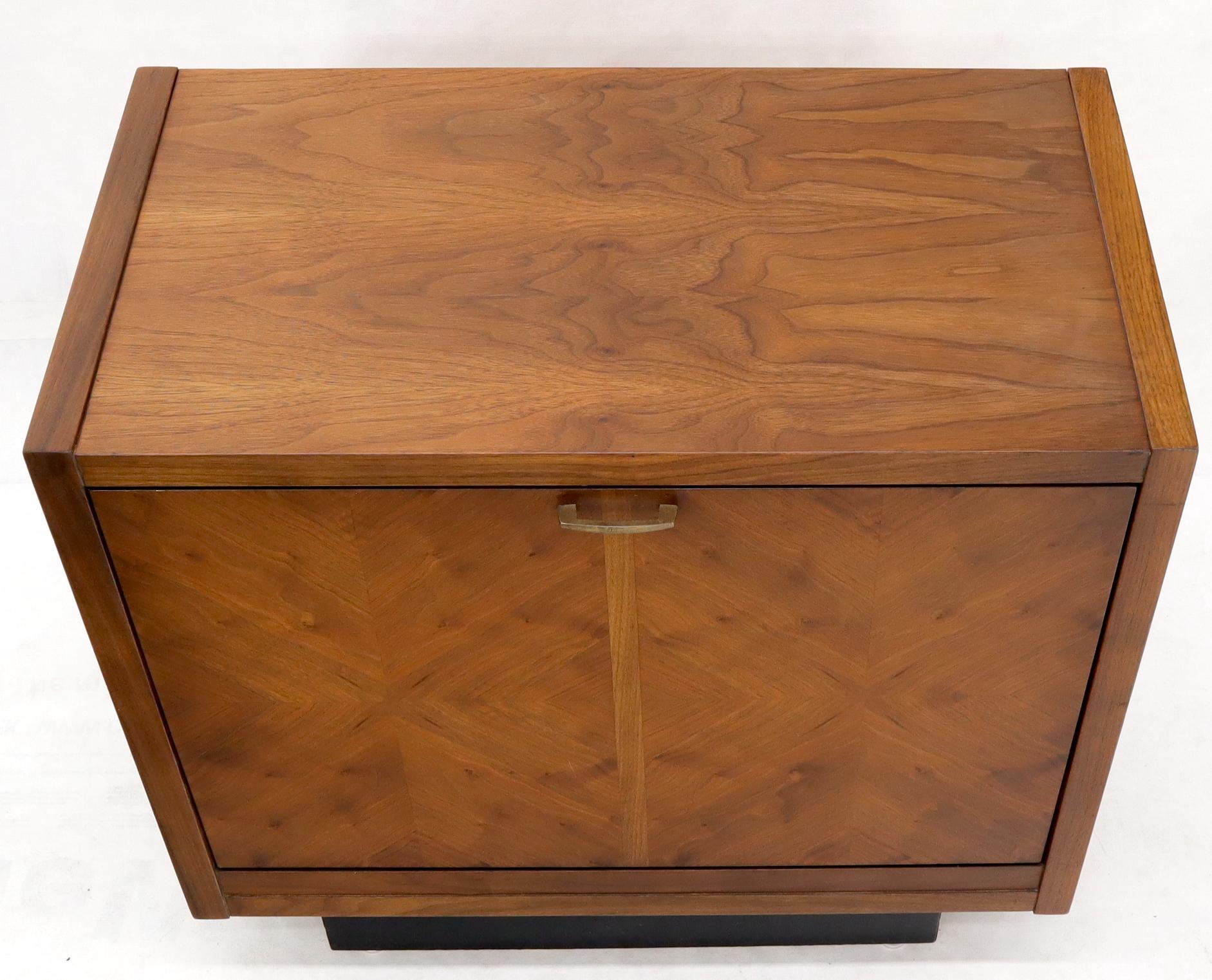 20th Century Oiled Walnut Tilt Front Door End Side Table Record Cabinet