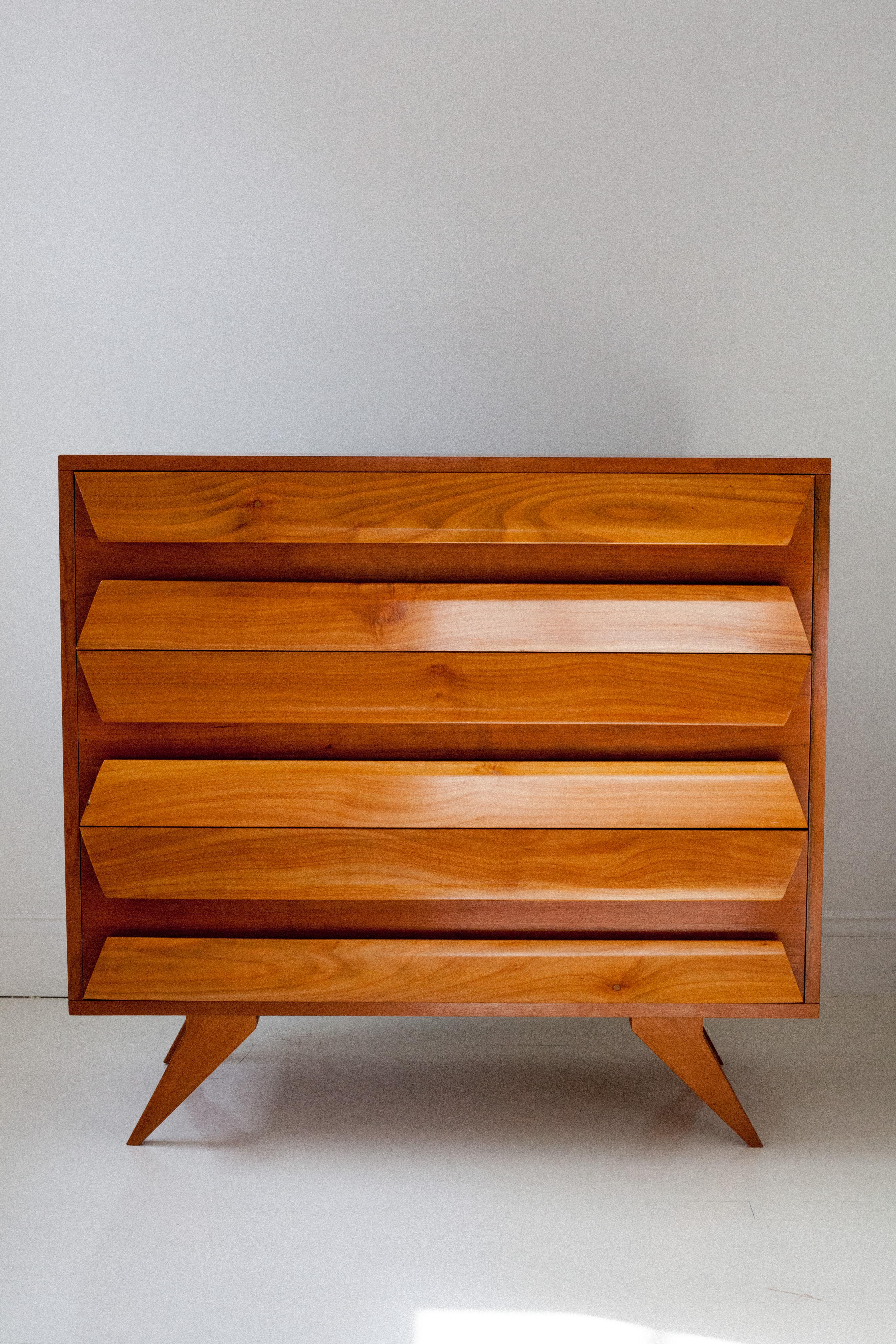 Beautifully kept oiled white oak dresser with unique pull handles and woodwork. 

1 available.