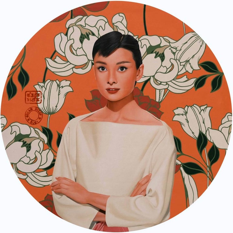 Devin Miles - Hepburn Hermes - contemporary original pop art portrait  Audrey Hepburn