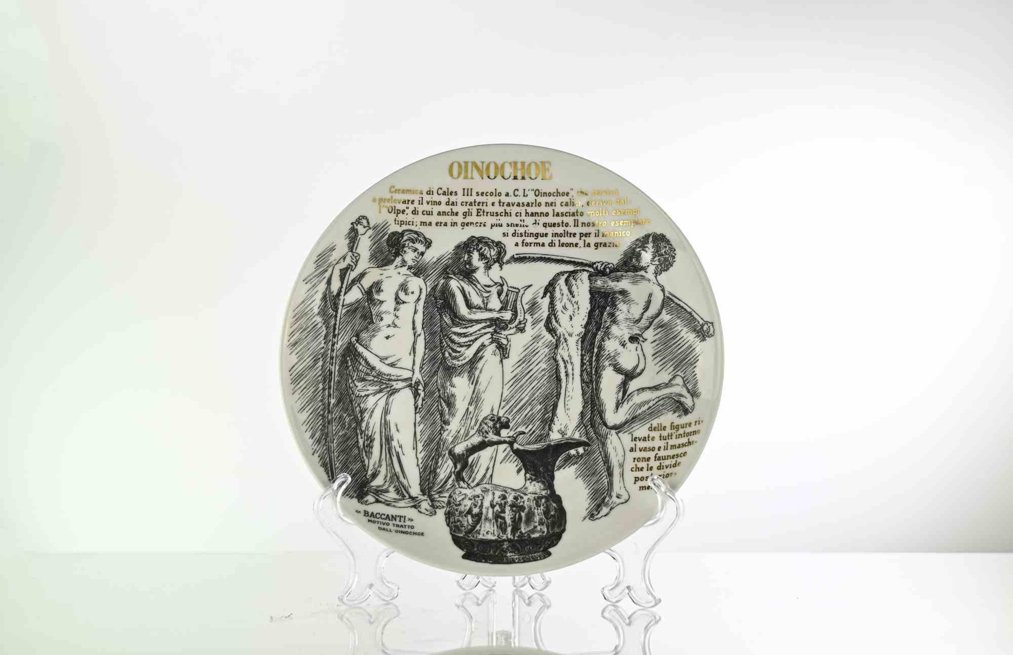 Piatto Oinochoe - per Martini & Rossi, di P. Fornasetti, anni '60 In condizioni buone in vendita a Roma, IT