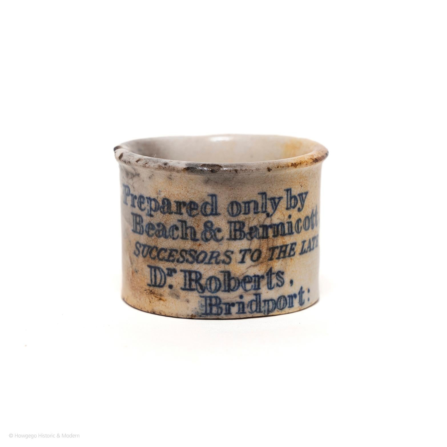 Ointment Pot Apothecary Poor Man's Friend Dr Roberts Bridport Beach & Barnicott In Good Condition For Sale In BUNGAY, SUFFOLK