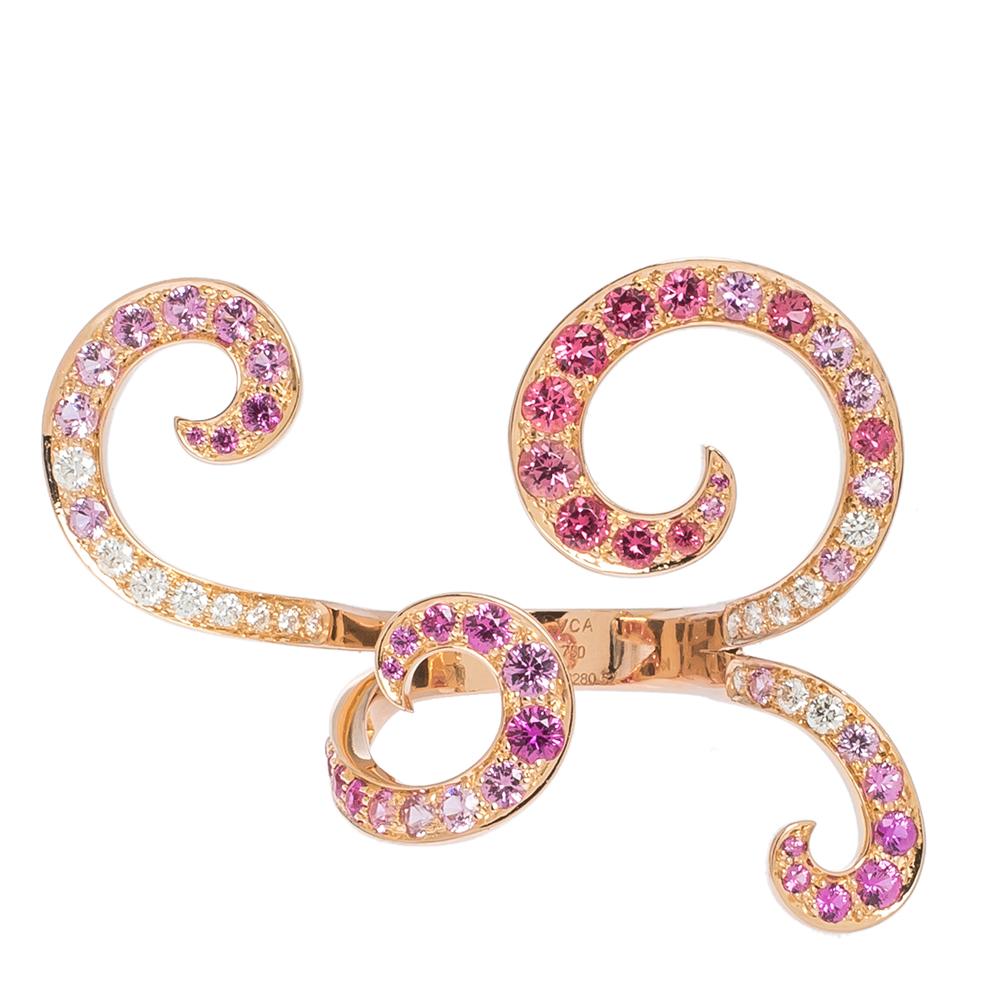 An excellent representation of when nature's element of wonder is incorporated into the art of jewelry, the Oiseaux de Paradis by Van Cleef & Arpels is a line to dream for. The modern silhouette of 'Between the Finger' rings gets a vivid
