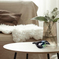 Oiva Toikka "Corvo" Uccello di vetro, 1982, Icona del design finlandese fatto a mano