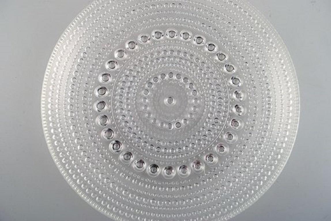 Scandinavian Modern Oiva Toikka for Arabia, Five Kastehelmi Plates in Clear Art Glass For Sale
