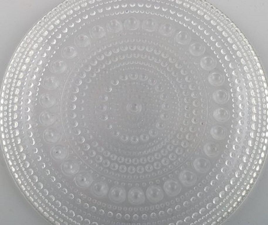 Late 20th Century Oiva Toikka for Arabia, Five Kastehelmi Plates in Clear Art Glass For Sale