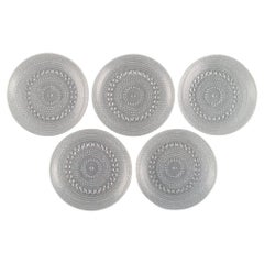 Oiva Toikka for Arabia, Five Kastehelmi Plates in Clear Art Glass