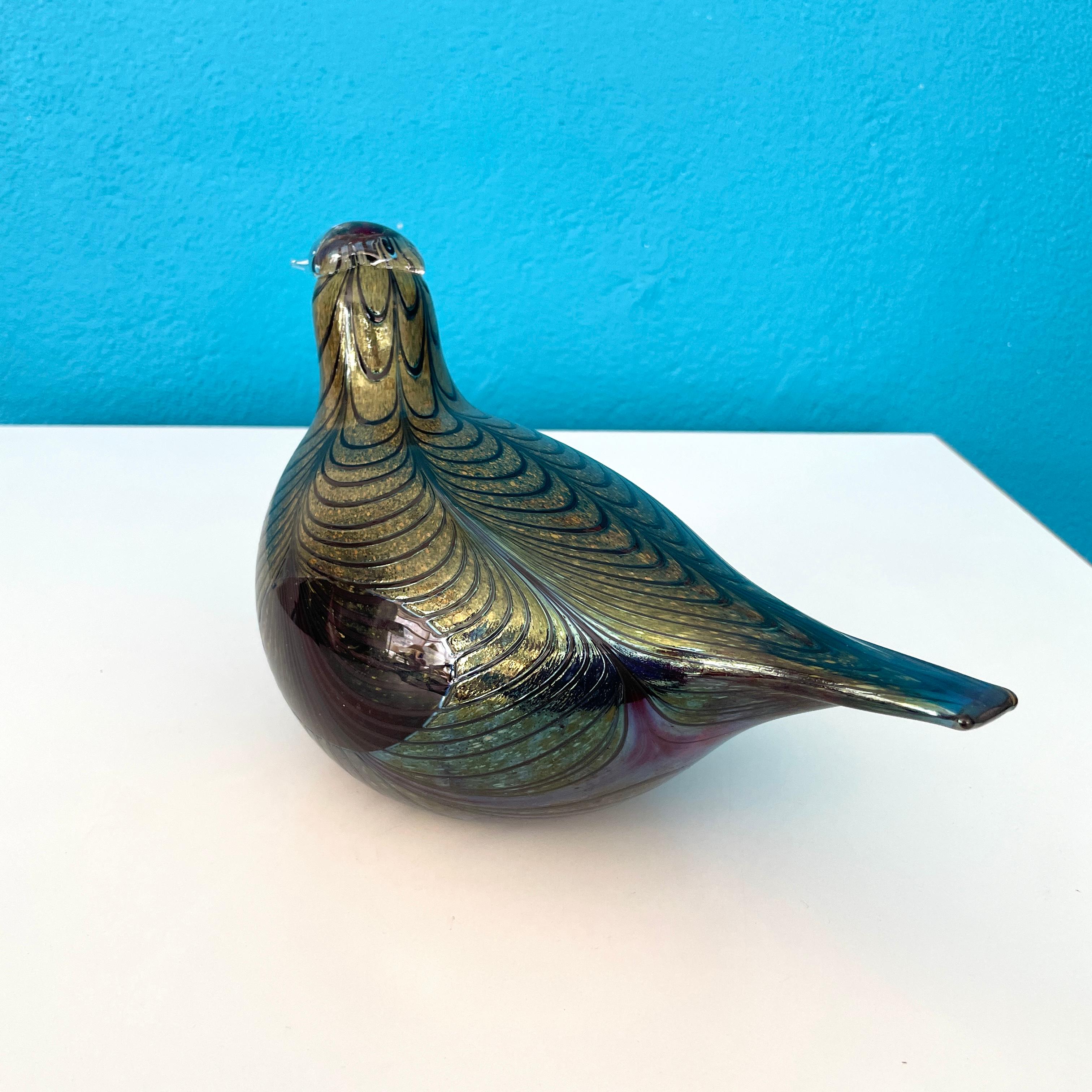 Big Art Glass Bird Designed by Oiva Tikka for Iittala Finland. 

Dimensions: 
Length 26cm / 10.20in
Height 18cm / 7in
Width 13cm / 5.1in

Signed 