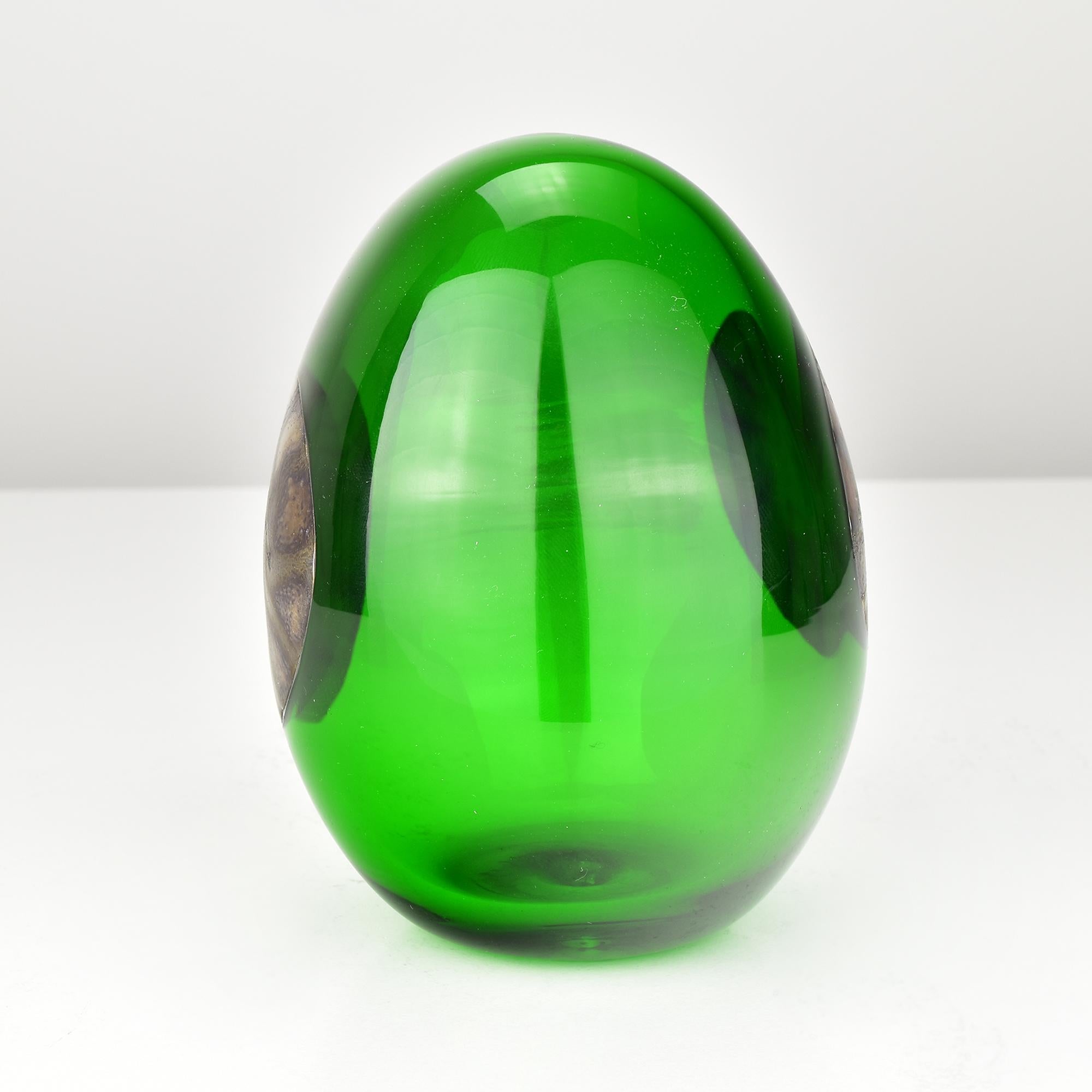 Sculpture d'œuf d'oiseau annuel vert « Lakla » signée à la main et limitée par Oiva Toikka, 2015 Bon état - En vente à Bad Säckingen, DE