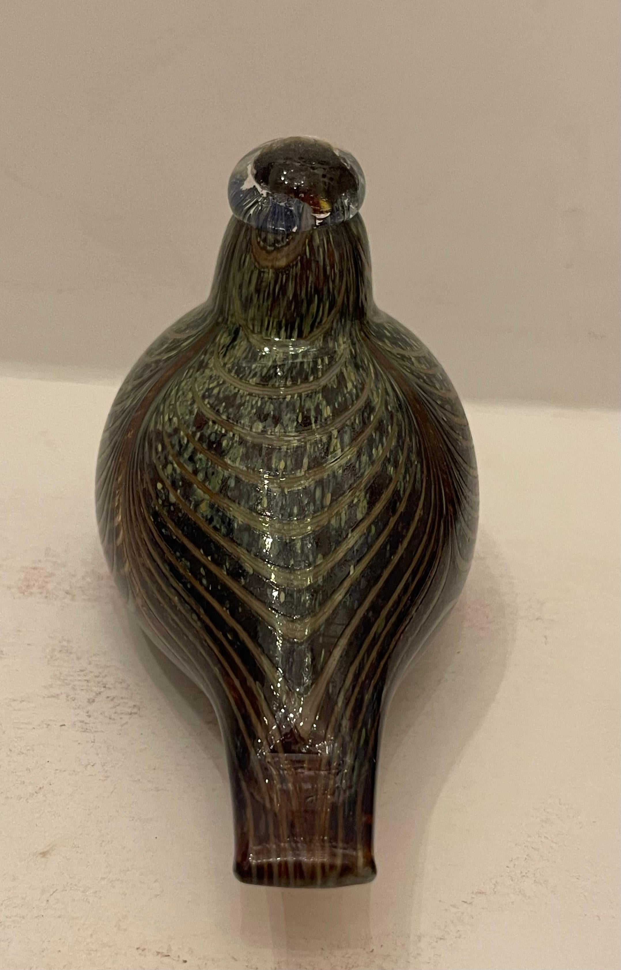 Oiva Toikka Nuutajarvi Iittala Anatra dalla coda lunga con vortice metallico Vetro artistico finlandese In condizioni buone in vendita a Roslyn, NY