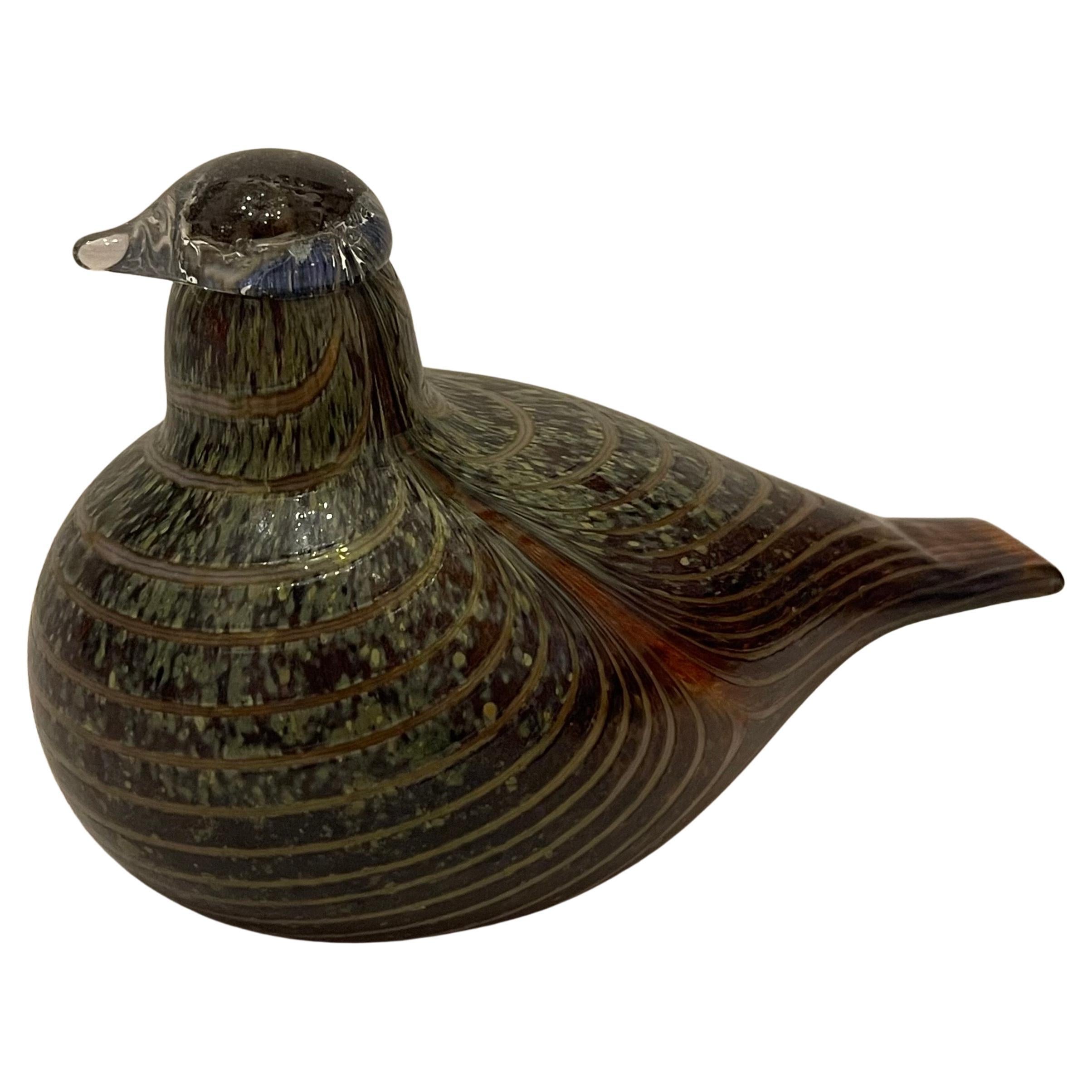 Oiva Toikka Nuutajarvi Iittala Long Tailed Duck Metallic Swirl Finnish Art Glass