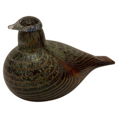 Oiva Toikka Nuutajarvi Iittala Long Tailed Duck Metallic Swirl Finnish Art Glass