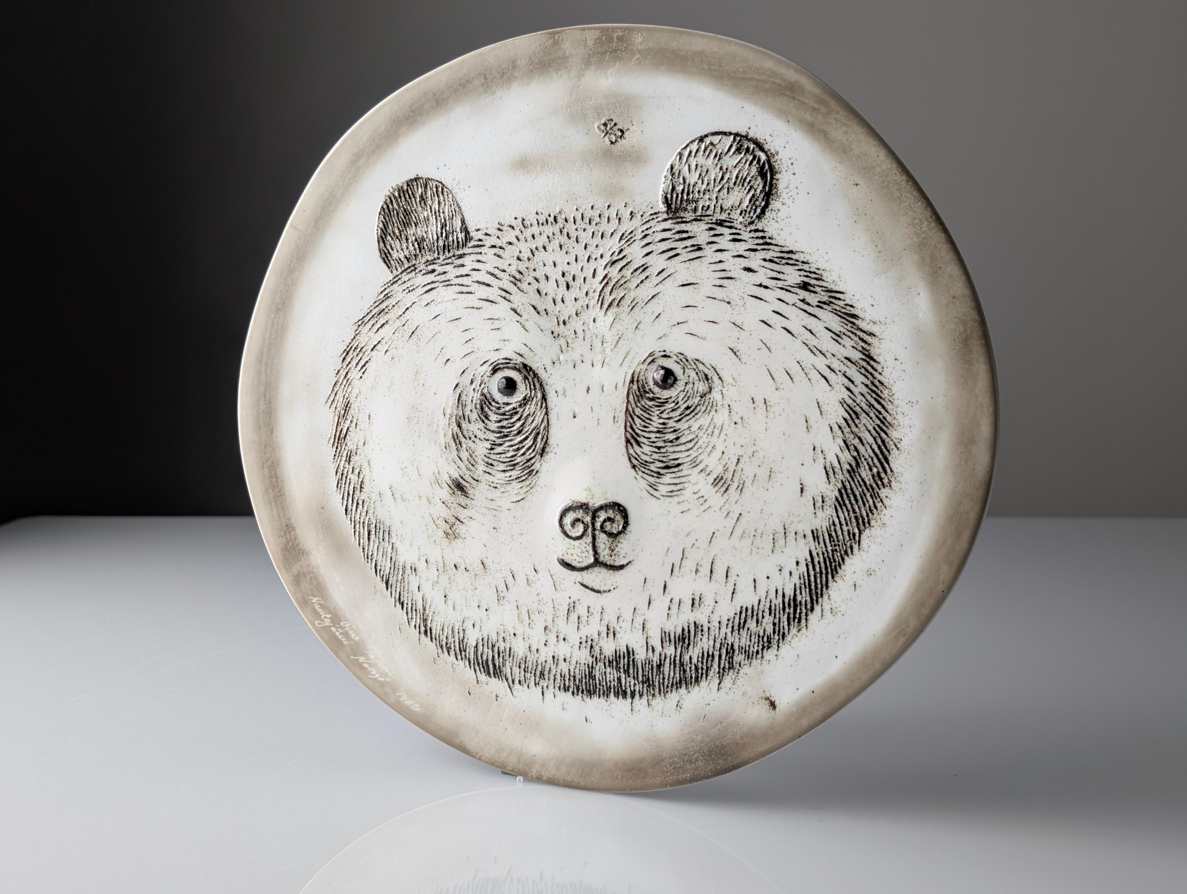 Oiva Toikka Nuutajärvi Pandabär Keramikteller Finnland 1983 im Angebot 4
