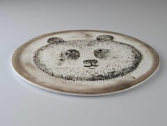 Oiva Toikka Nuutajärvi Panda Bear Ceramic Plate Finland 1983