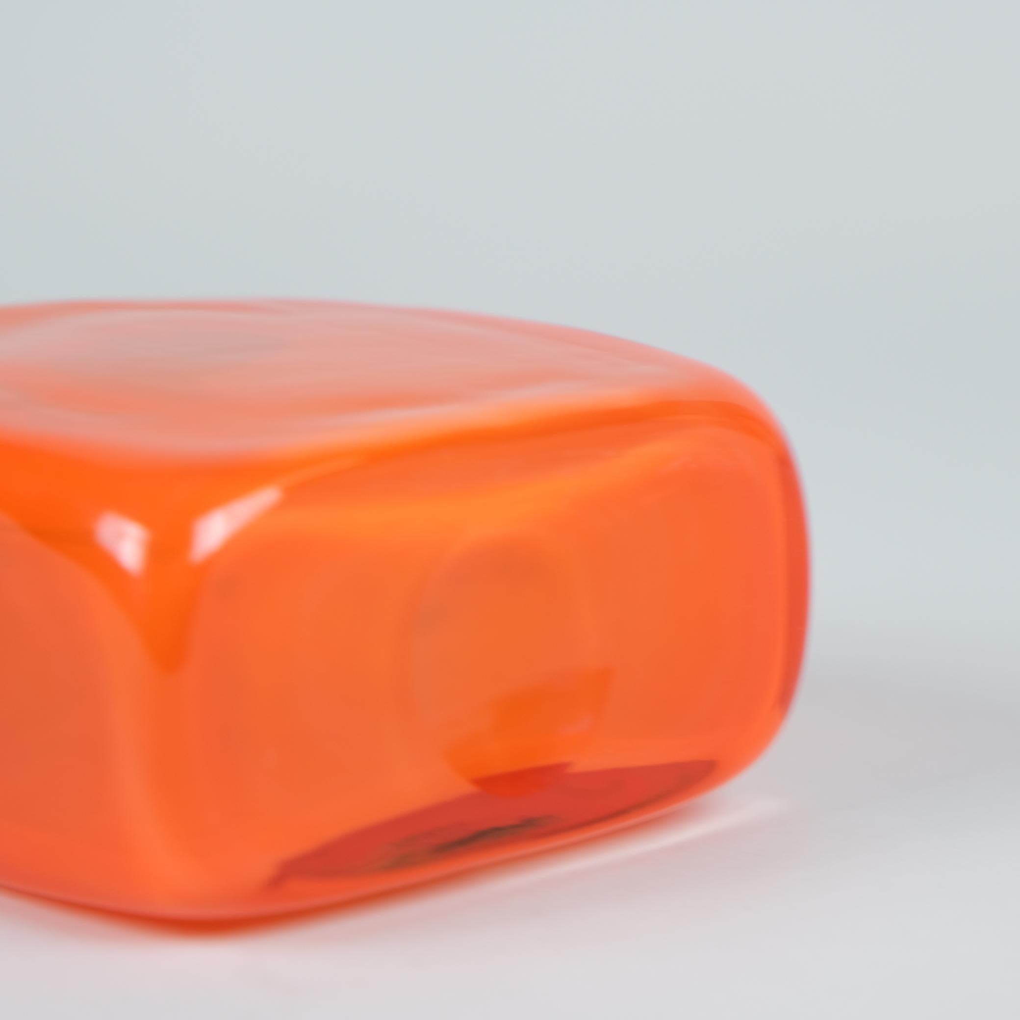 Late 20th Century Oiva Toikka Orange, Green & Blue Pampula Glass Bottle Sculpture Nuutajärvi 1970s For Sale