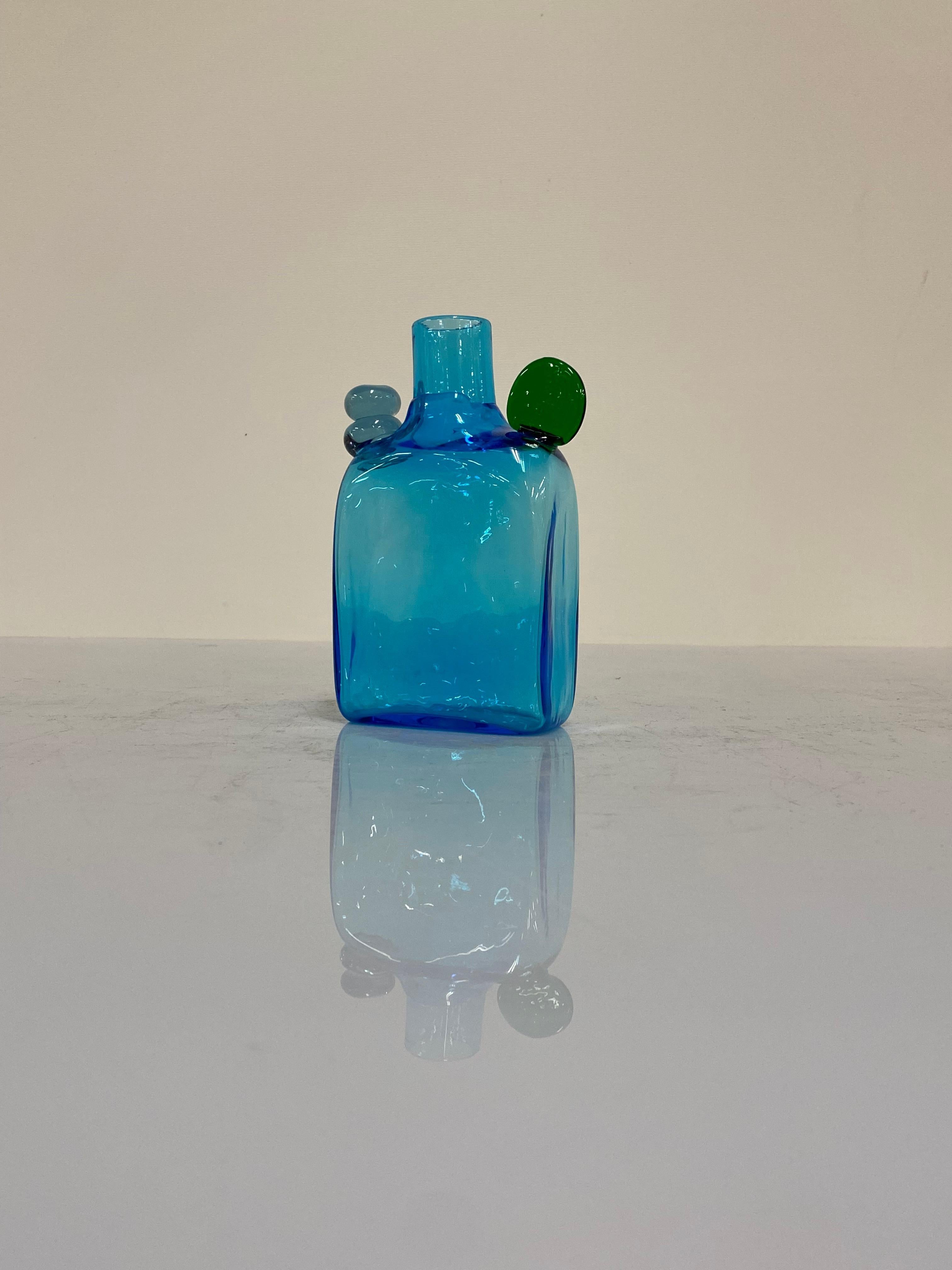 Scandinavian Modern Oiva Toikka Pampula Bottle in Light Blue 1970s For Sale