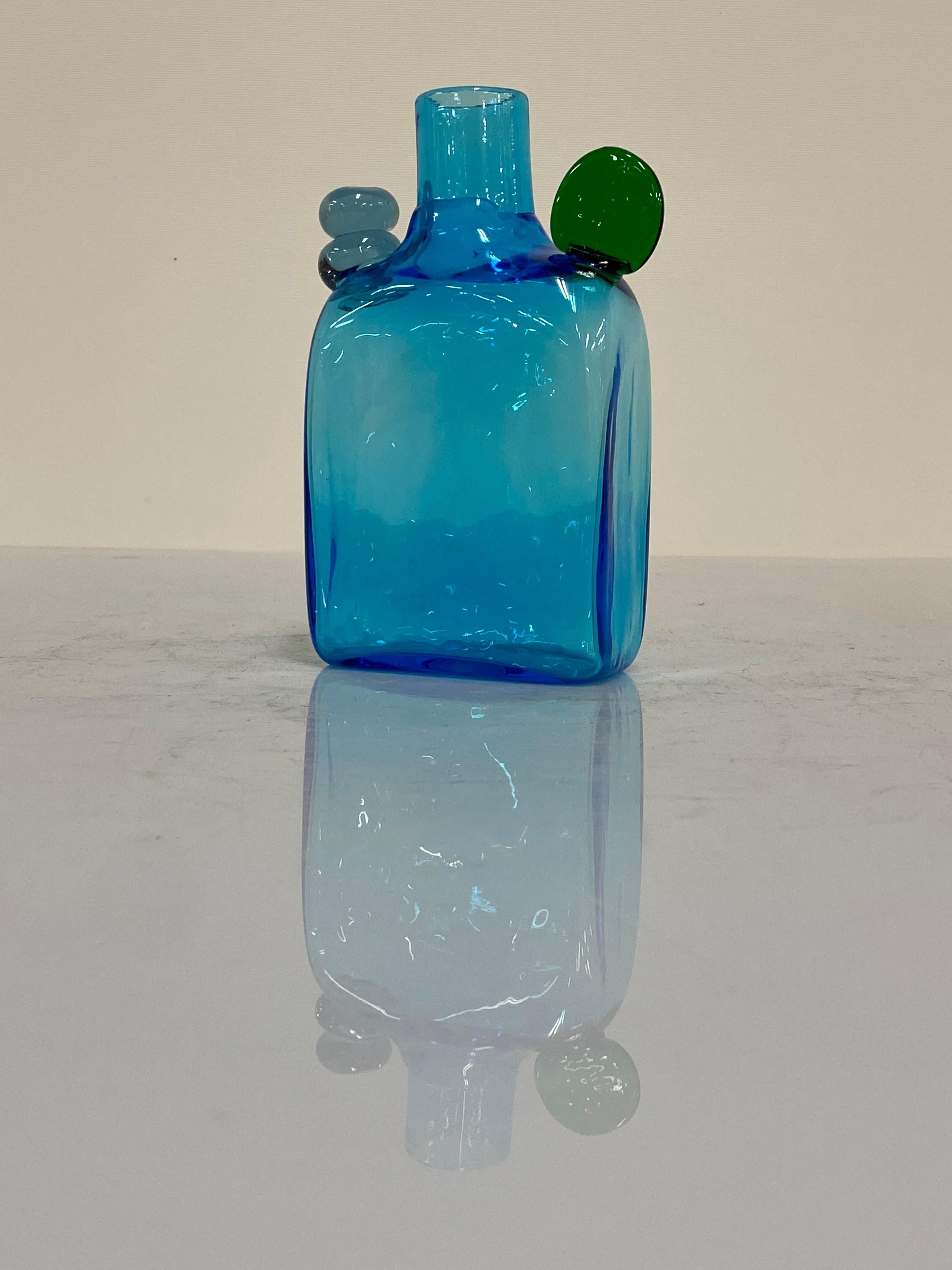 Finnish Oiva Toikka Pampula Bottle in Light Blue 1970s For Sale