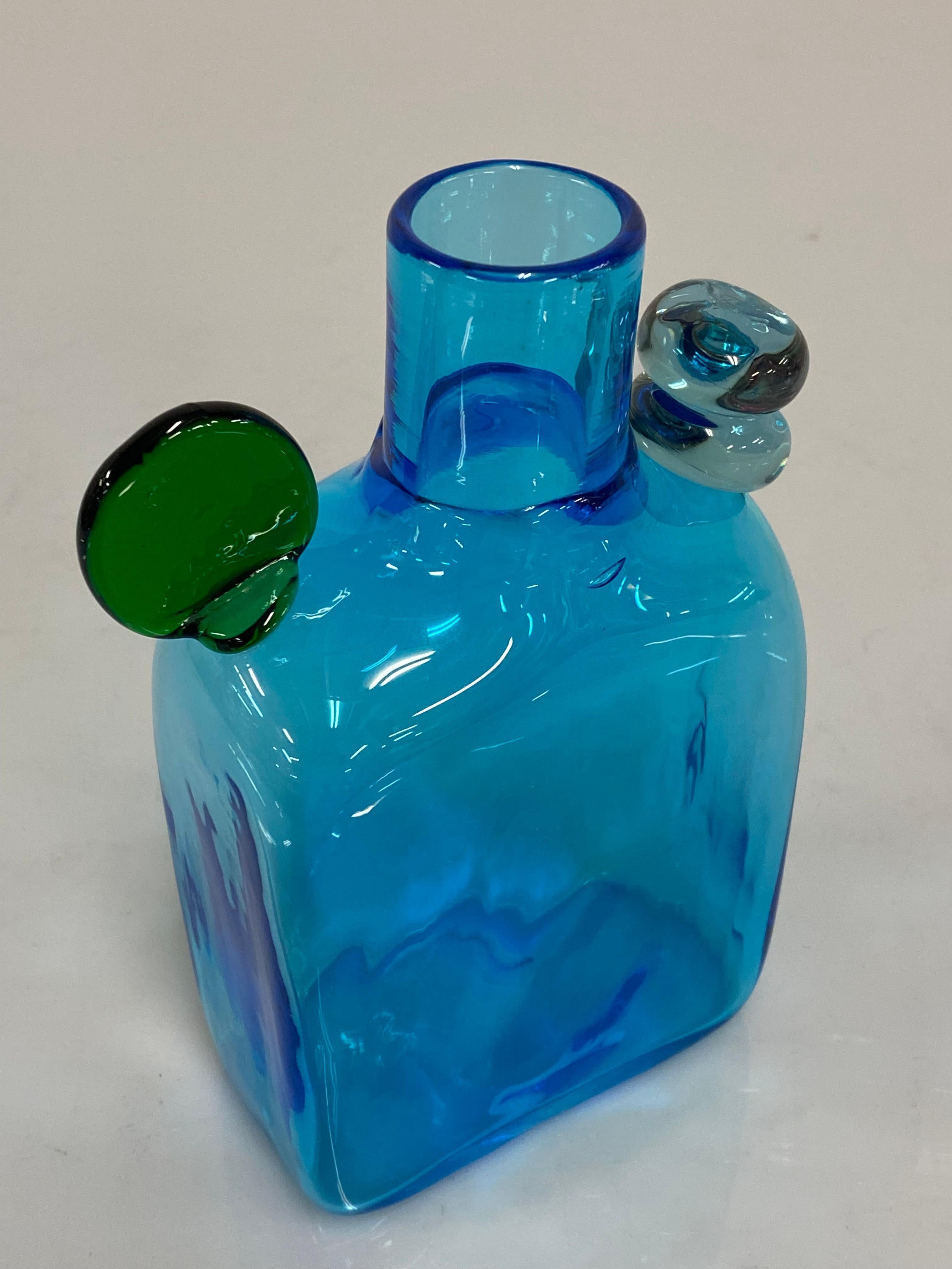 Late 20th Century Oiva Toikka Pampula Bottle in Light Blue 1970s For Sale