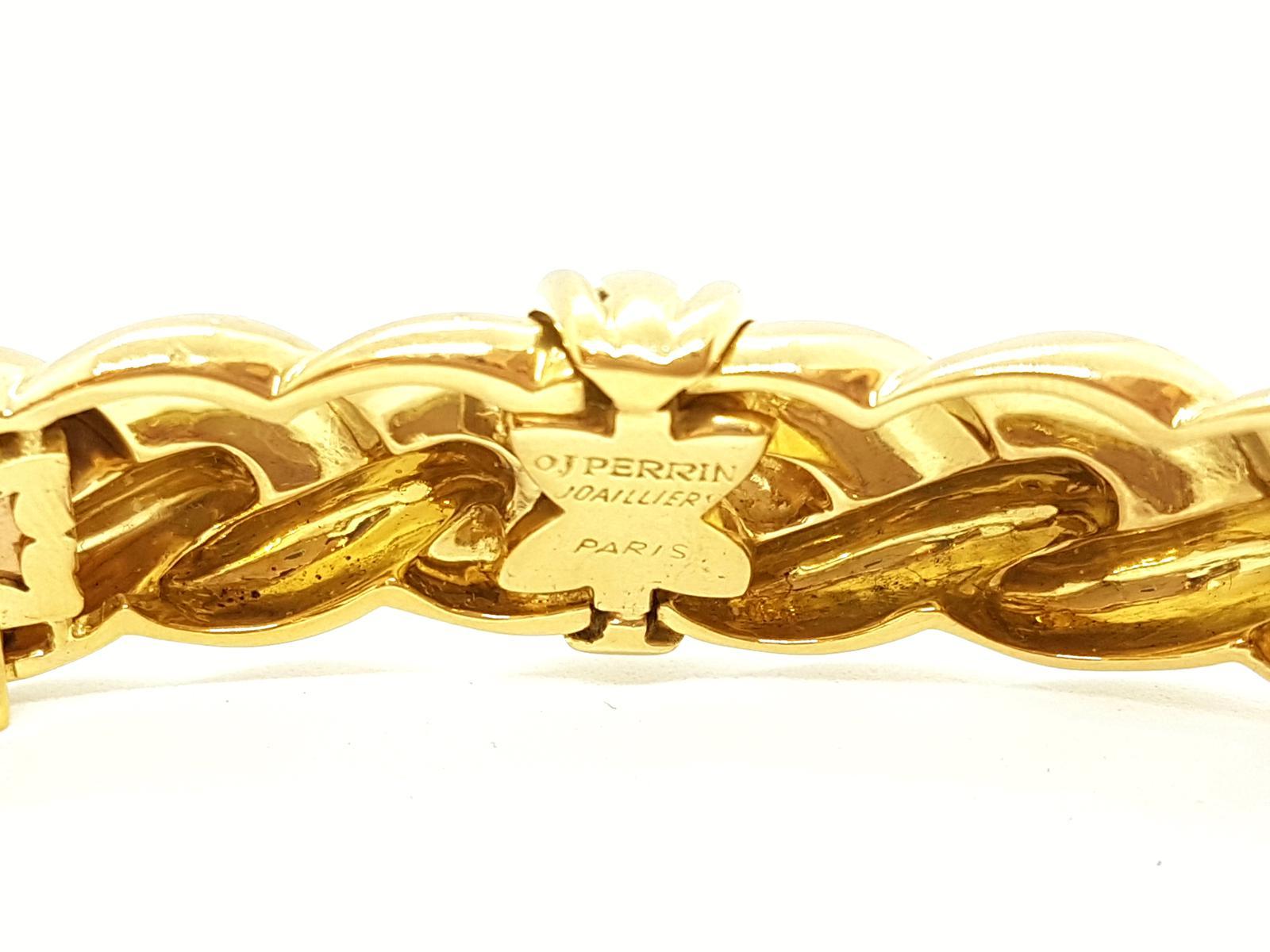 Brilliant Cut O.J. Perrin Chain Necklace Tressé Yellow GoldDiamond For Sale