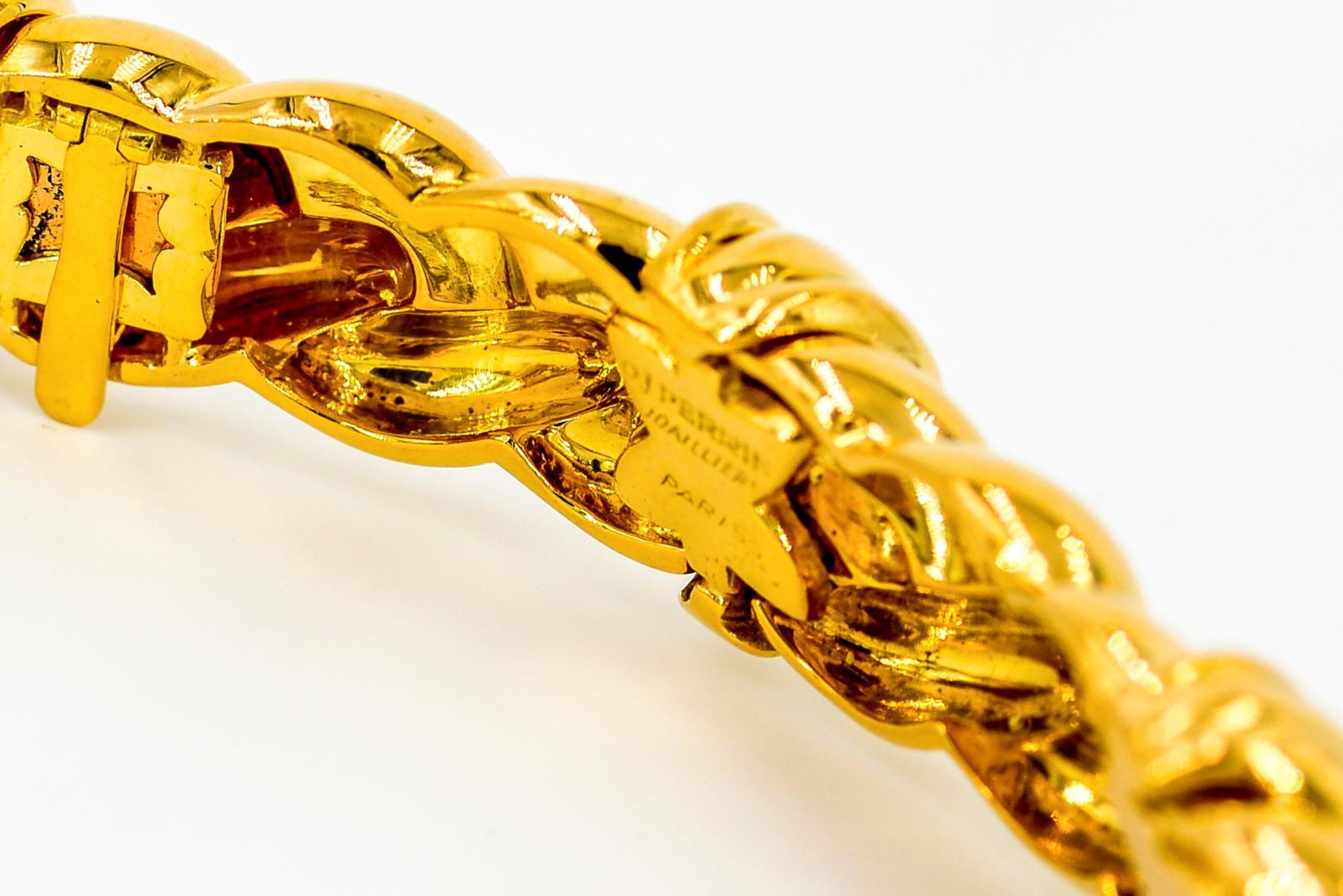 O.J. Perrin Chain Necklace Tressé Yellow GoldDiamond For Sale 1