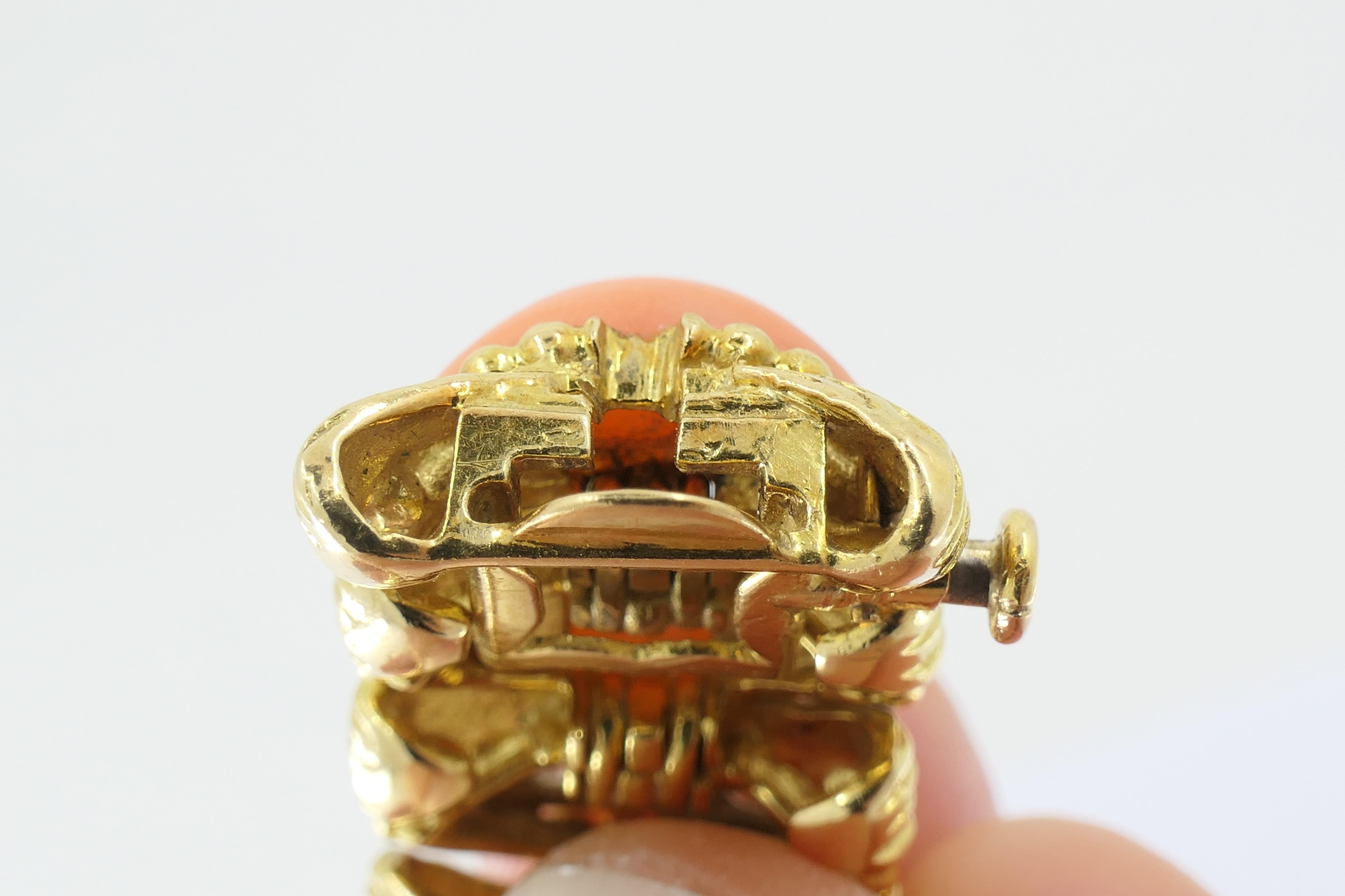 O.J. Perrin Coral Diamond Bracelet Vintage 18k Gold 6