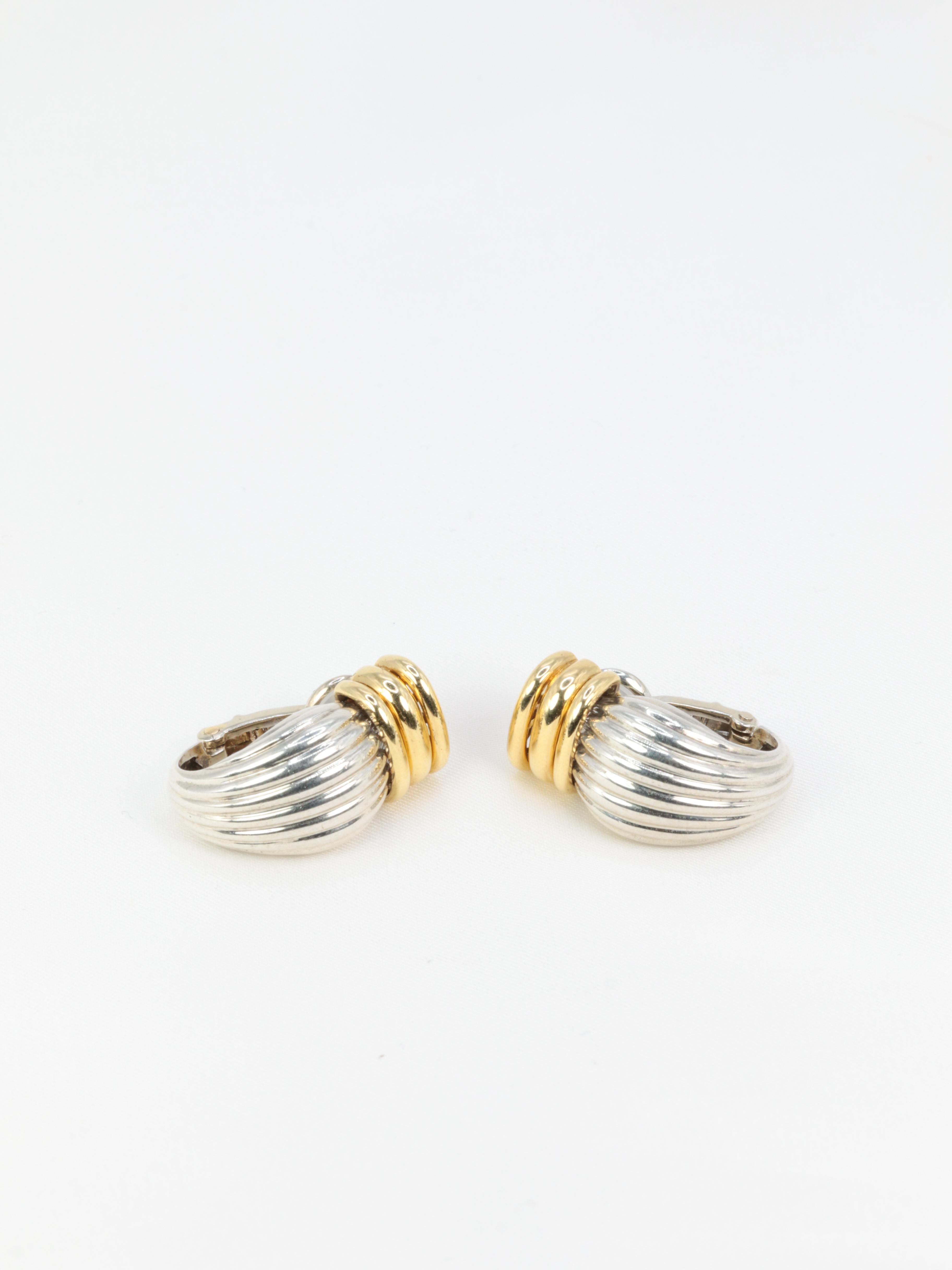 Women's or Men's Oj Perrin Gold and Silver Earrings For Sale