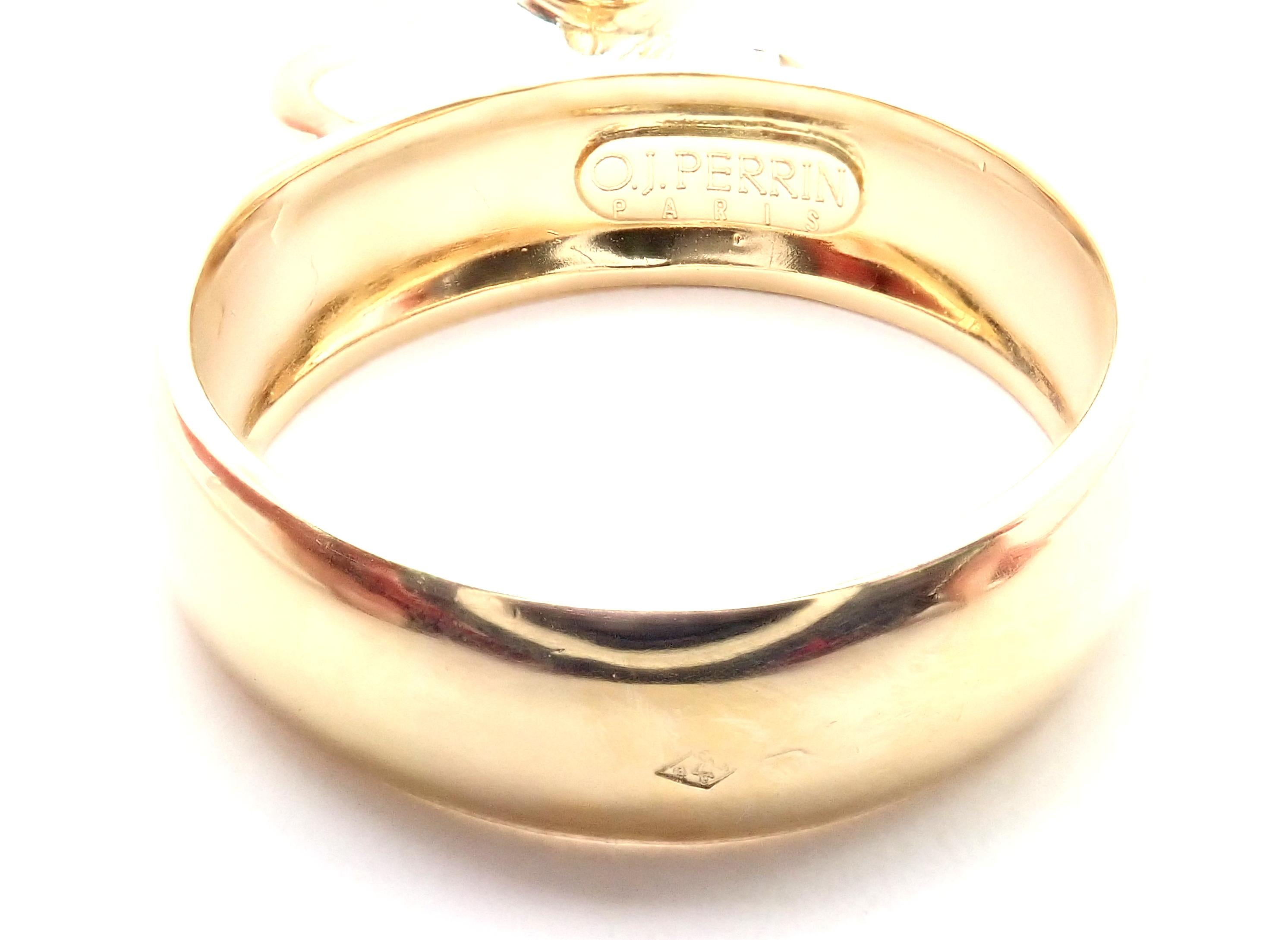 O.J. Perrin Paris Diamond Elephant Charm Yellow Gold Band Ring In Excellent Condition For Sale In Holland, PA