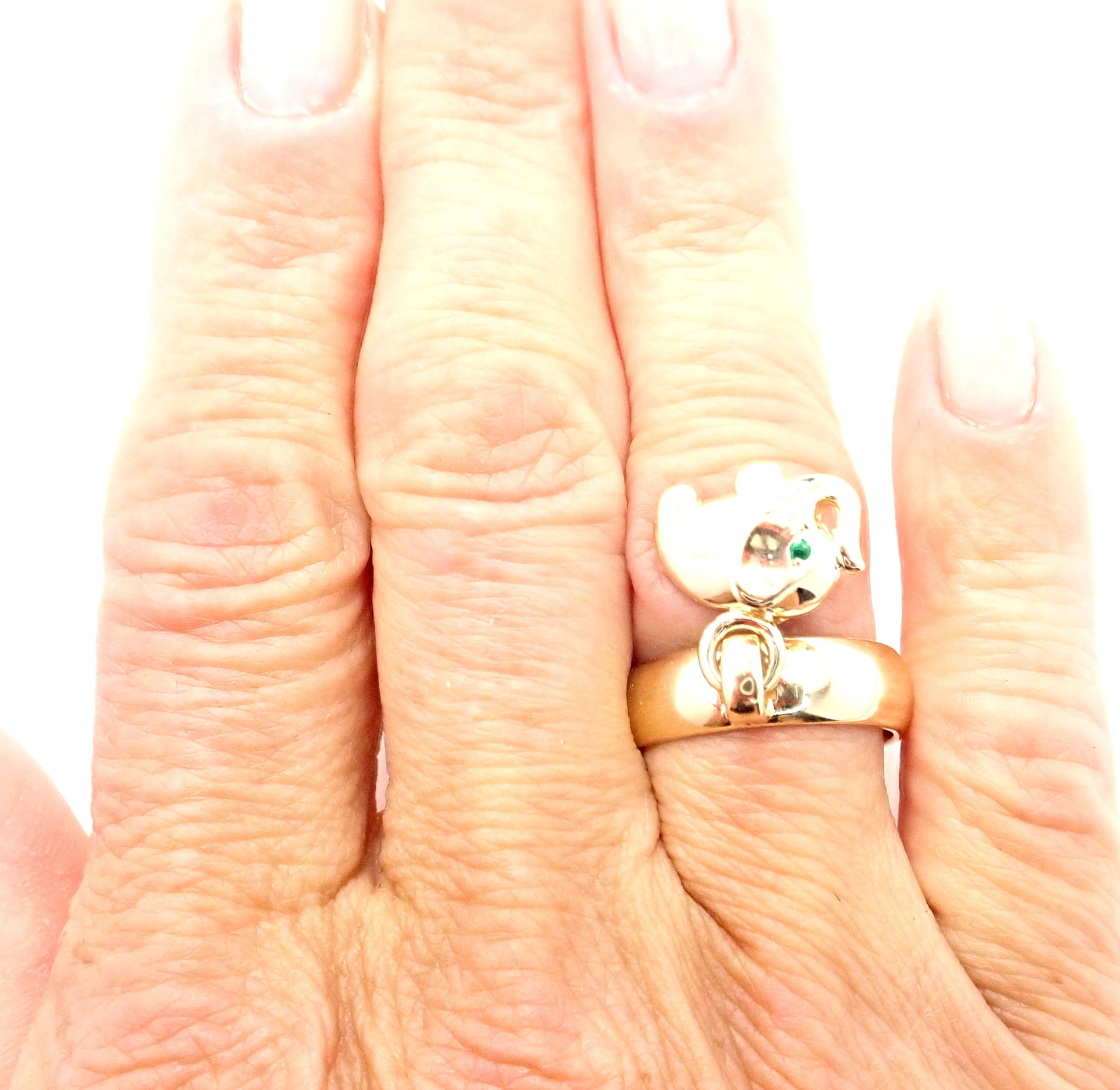 O.J. Perrin Paris Diamond Elephant Charm Yellow Gold Band Ring For Sale 2
