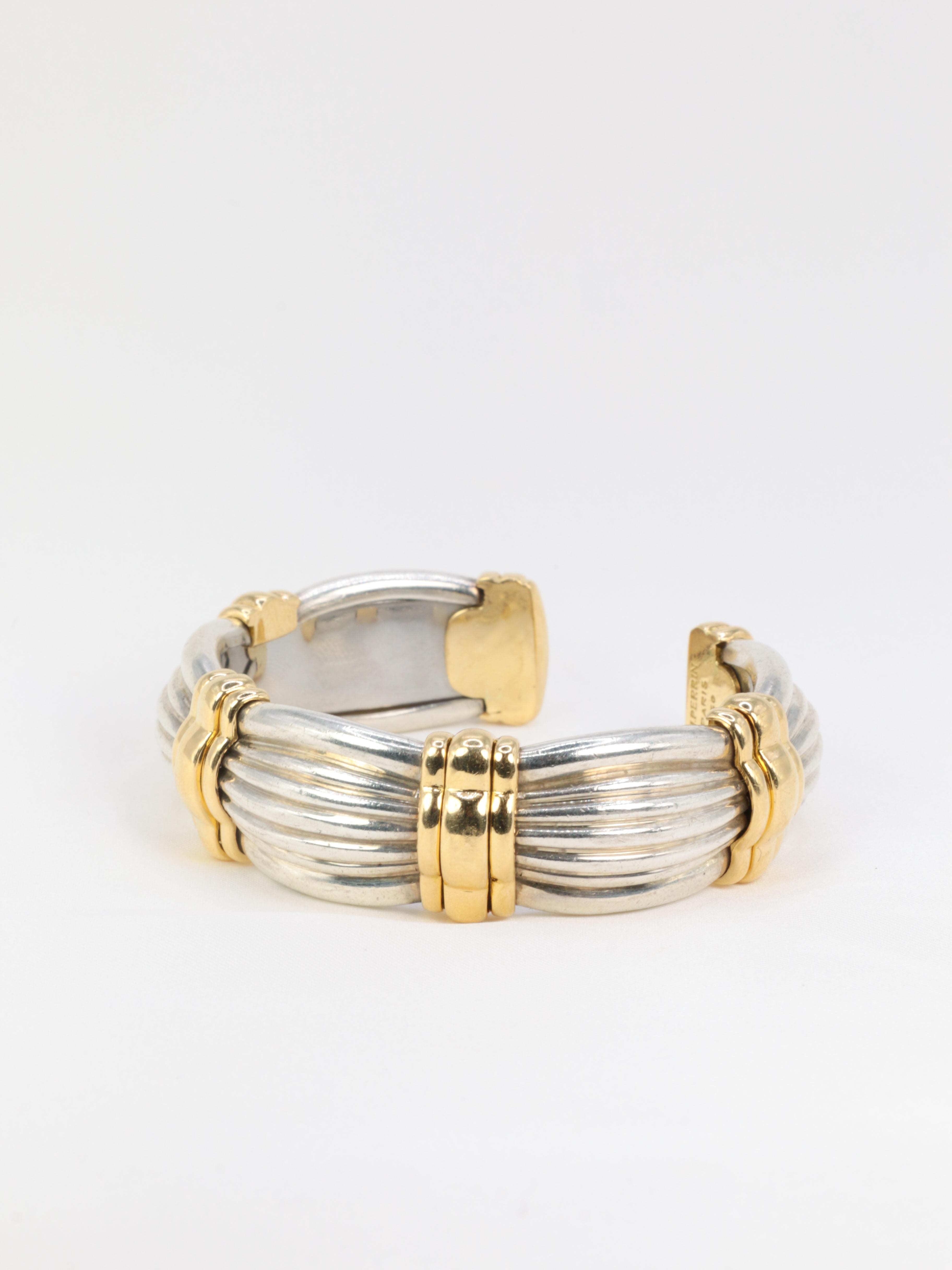 Women's or Men's O.J. Perrin Semi-Rigid Bracelet in Gold and Silver