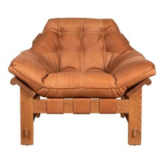 Oiled Oak and Tan Leather Ojai Lounge Chair by Lawson-Fenning