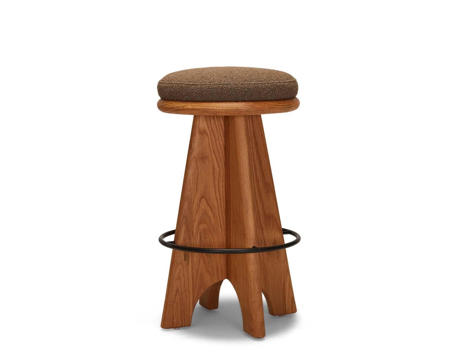 The Ojai barstool features a sculptural wood base, powdercoated metal footrest and an upholstered swivel seat.

The Lawson-Fenning Collection is designed and handmade in Los Angeles, California. Reach out to discover what options are currently in