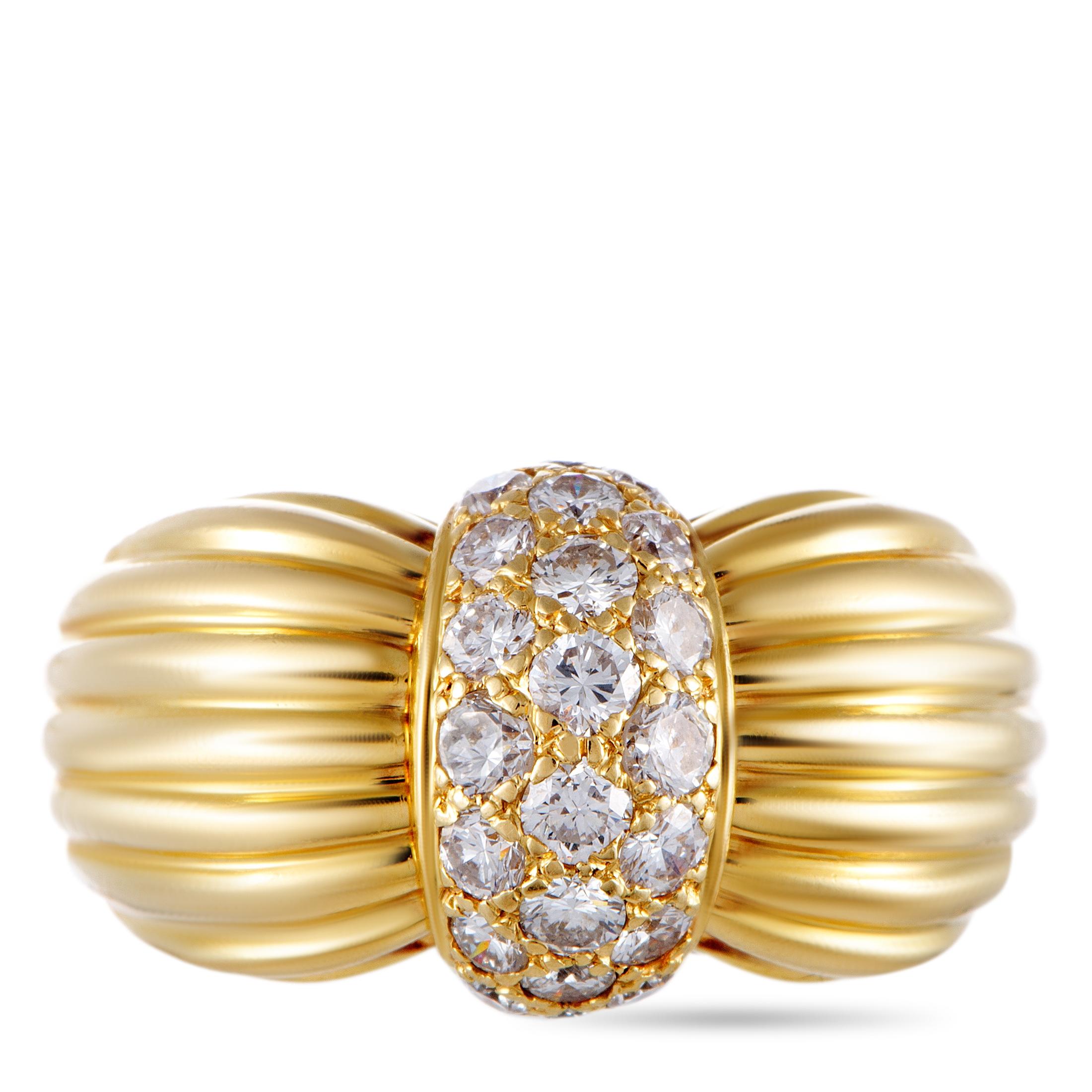 O.J.Perrin 18 Karat Yellow Gold Diamond Pave Band Ring 2
