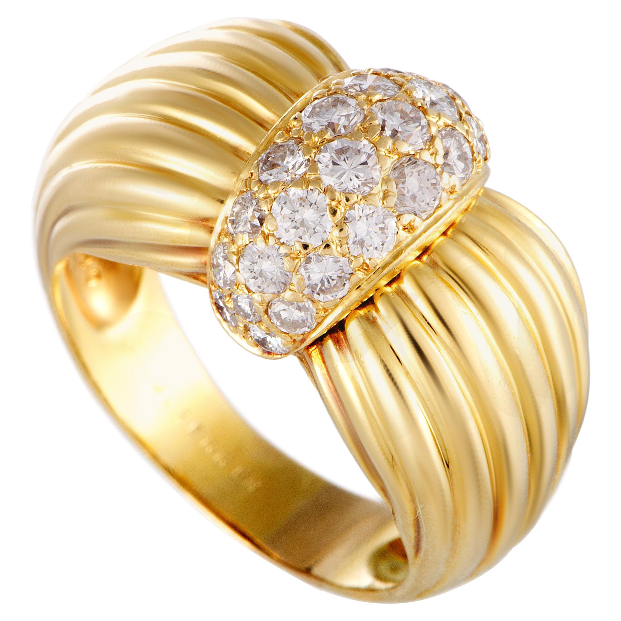 O.J.Perrin 18 Karat Yellow Gold Diamond Pave Band Ring