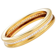 O.J.Perrin French Cut Diamond Pave Yellow Gold Bangle Bracelet