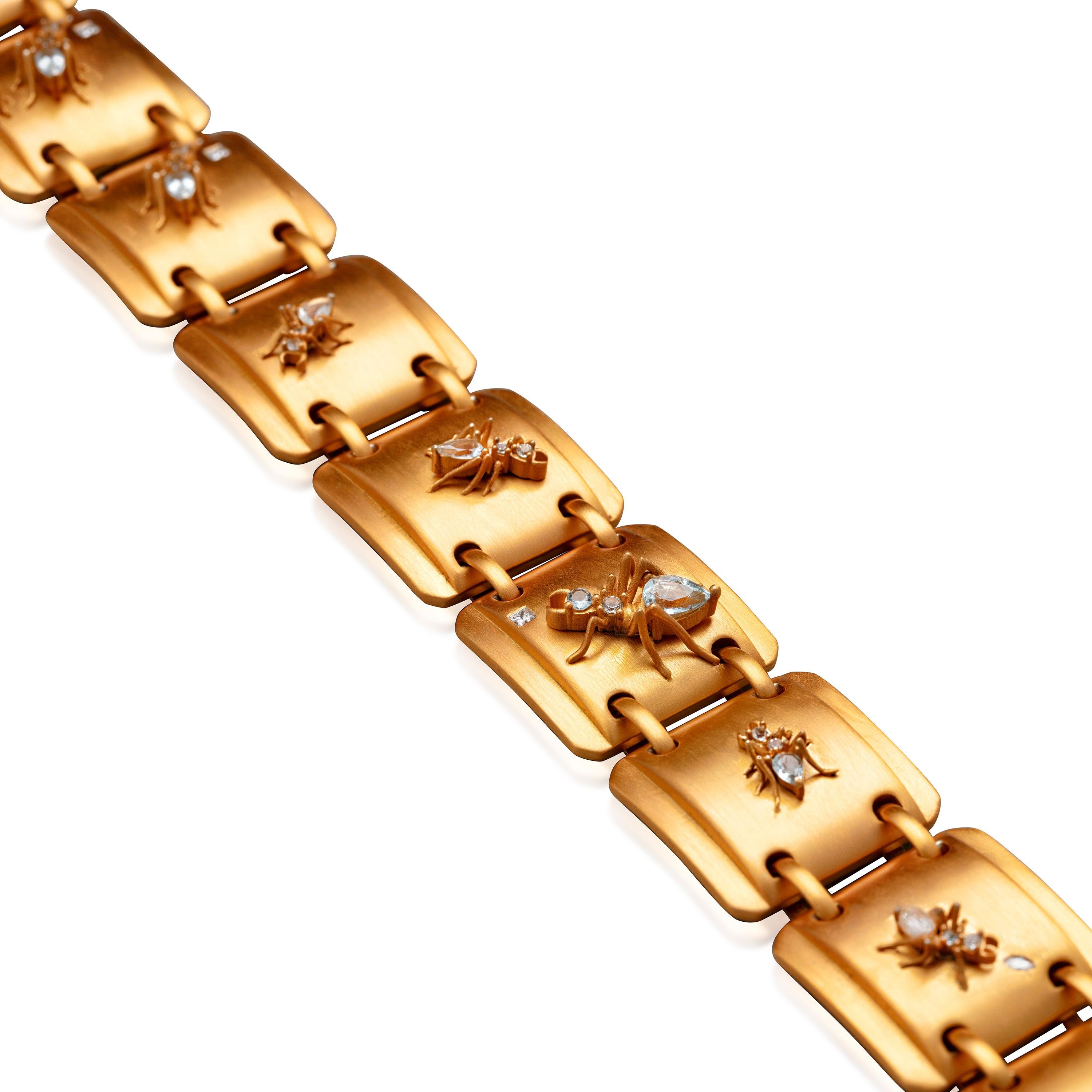 Girocollo Oju Kokoro in oro giallo 14K Vermeil con acquamarina da 1,6 carati e diamante da 085 carati In condizioni Nuovo in vendita a Brooklyn, NY