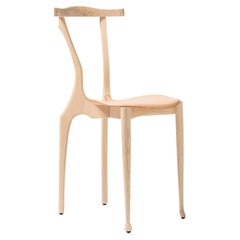 Ok! 21 Century Wood Gaulinetta Chair with Natural Wood Varnished Finish