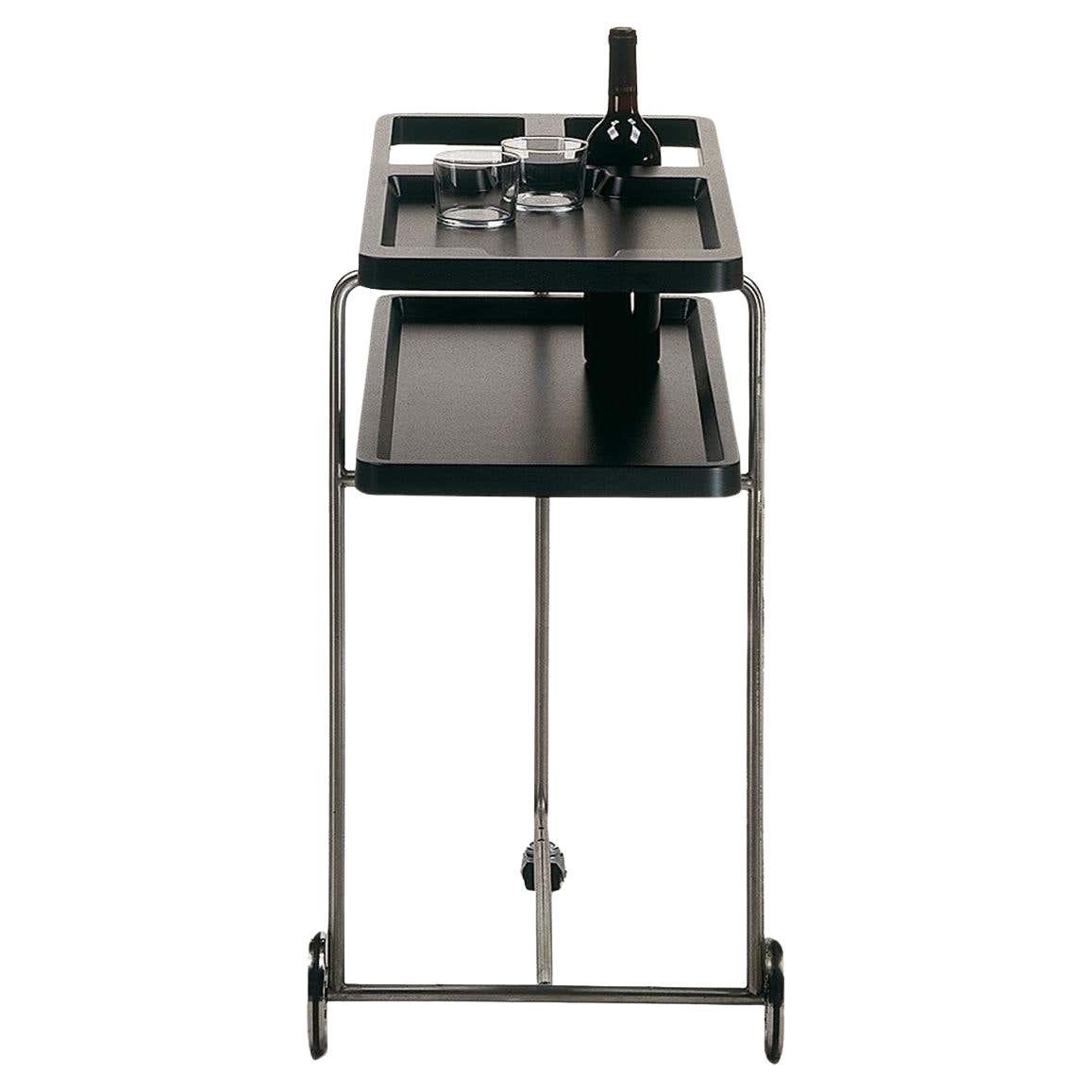 OK! Black Cocktail Serving Bar Trolley Chromed Finish For Sale